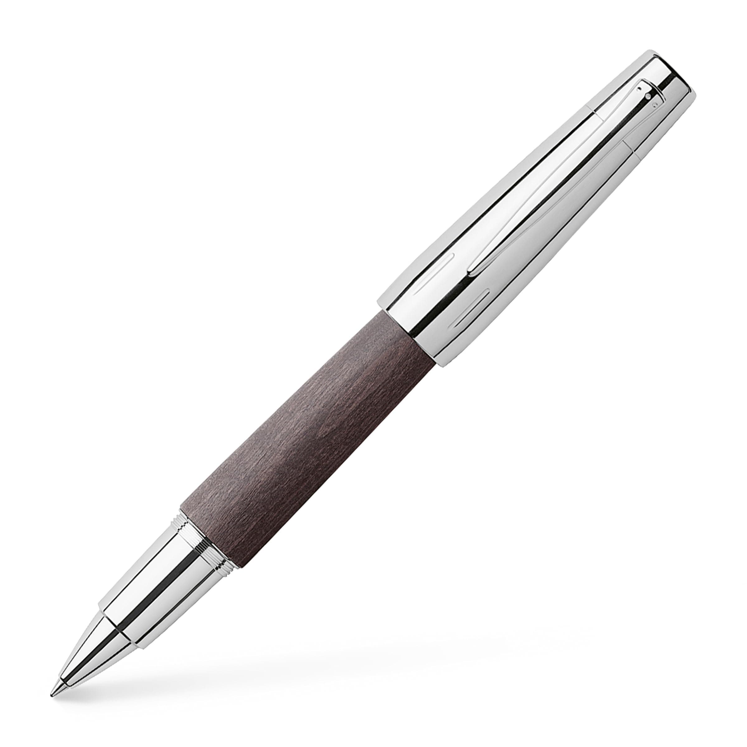 - e-motion Wood and Chrome Rollerball Pen - Black