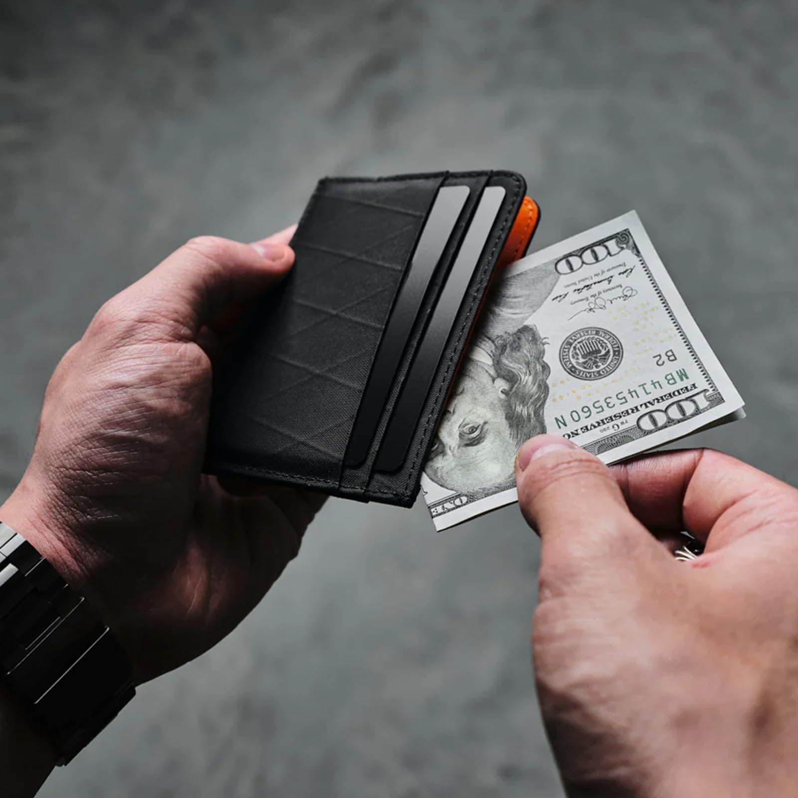 ALPAKA Ark Card Wallet - Slim Minimalist Wallet with RFID Blocking, Holds 4-6+ Cards Plus Cash, Front Pocket Card Holder, Weatherproof X-Pac VX21 Fabric (Black)