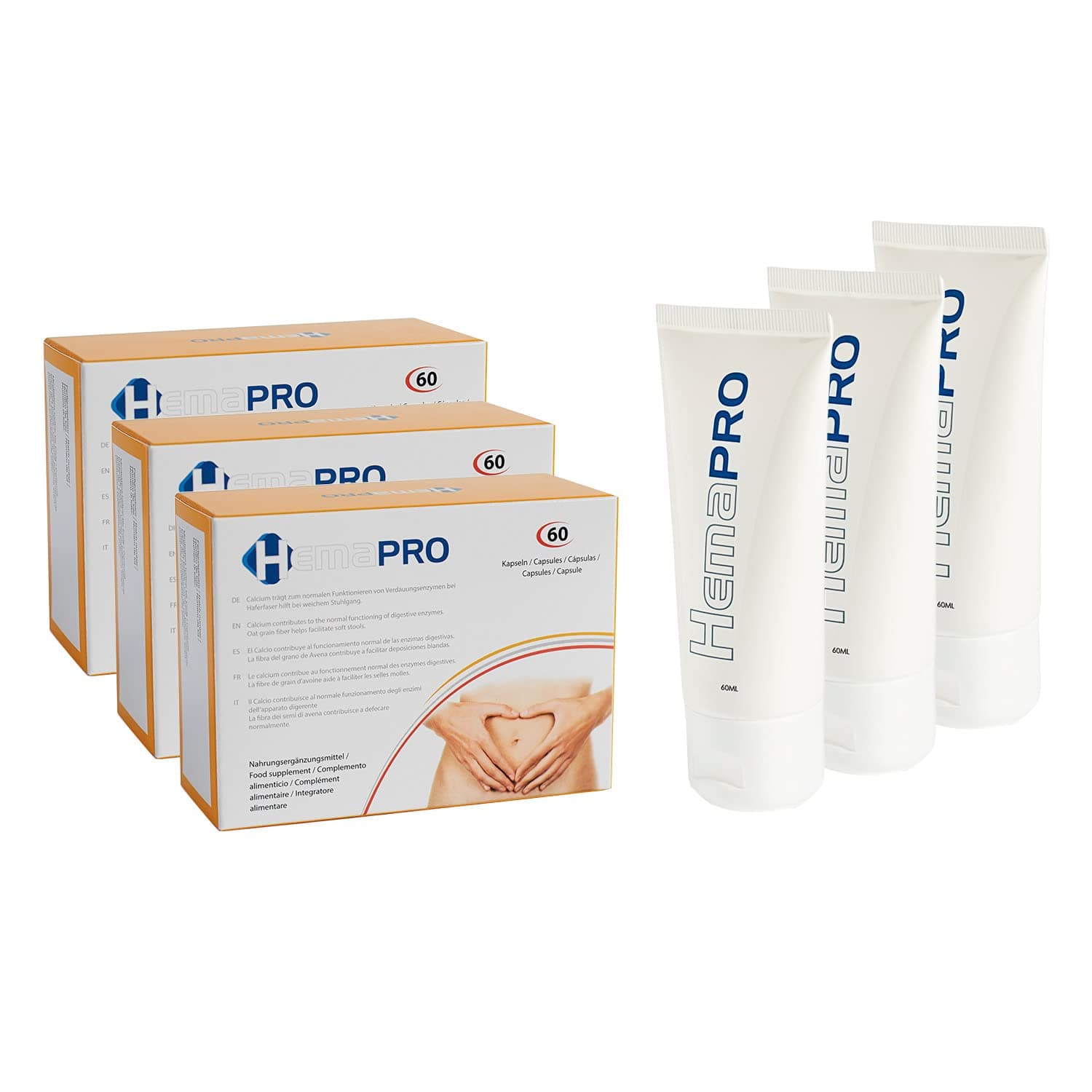 Hemorrhoids - 3 Hemapro Pills + 3 Hemapro Cream: Pills and Cream to Prevent and Relieve Hemorrhoids