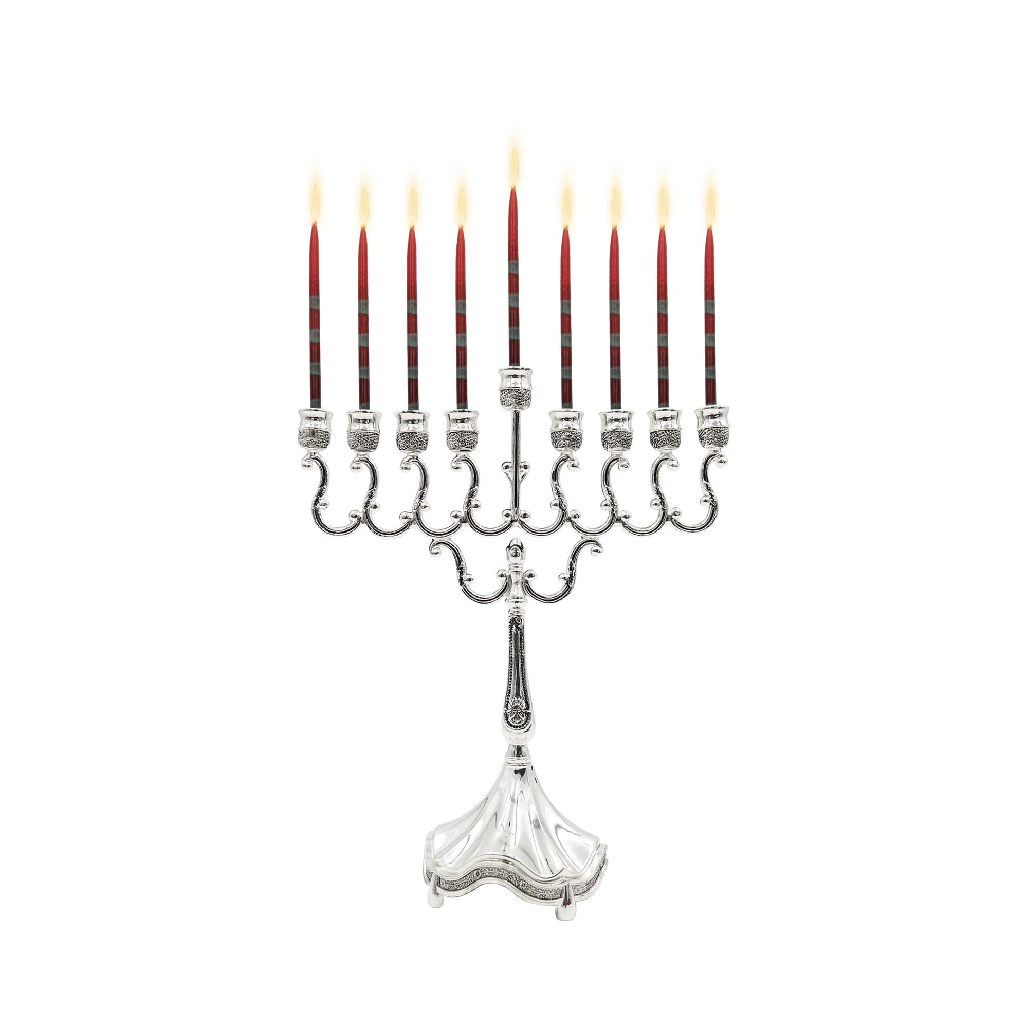 Majestic Giftware MN-HA19379BS Hanukkah Menorah, 8-Inch, Silver Plated