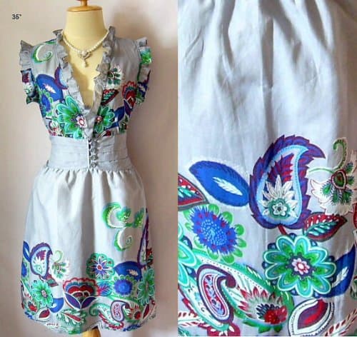 J2038 Vintage Babydoll Retro Tunic Ruffle Hippie Gypsy Disco 60s 70s Emo Fashion Gothic Goth Lolita Bow Spring Casual Fashionable Woman Clothing Party Prom Cocktail Grey Dress Size M L