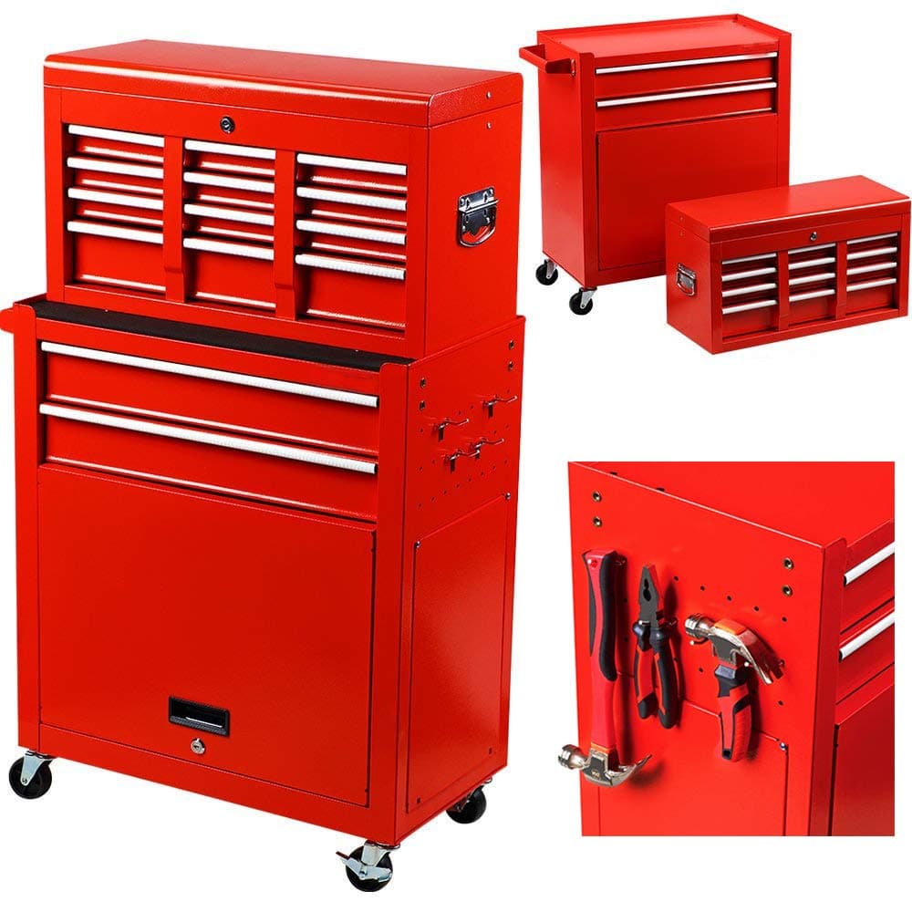 Hansosen Portable Top Chest Tool Box Storage Sliding Drawers Rolling Cabinet