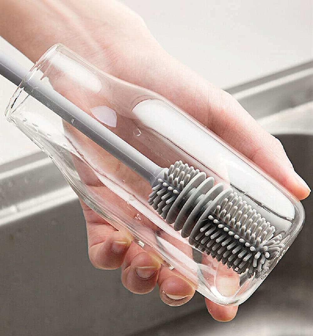 Silicon Bottle Cleaner Brush | Long Handle for Baby Bottle | Bottle Cleaner for Kitchen Accessories Water Bottle, Containers, Vase and Glass |