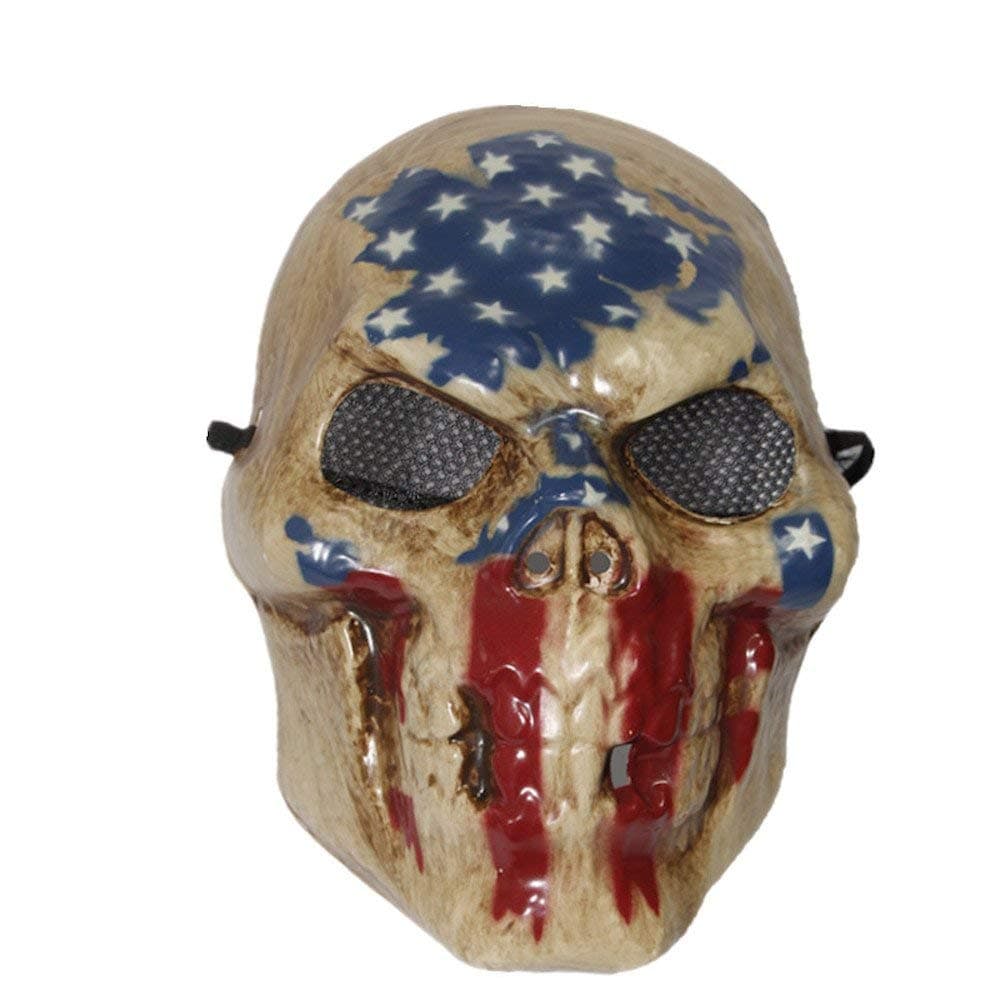 The Rubber Plantation TM619219292177 The Purge Election Year Skull Mask with USA Flag Print Halloween Costume Skeleton Fancy Dress, Unisex-Adult, One Size