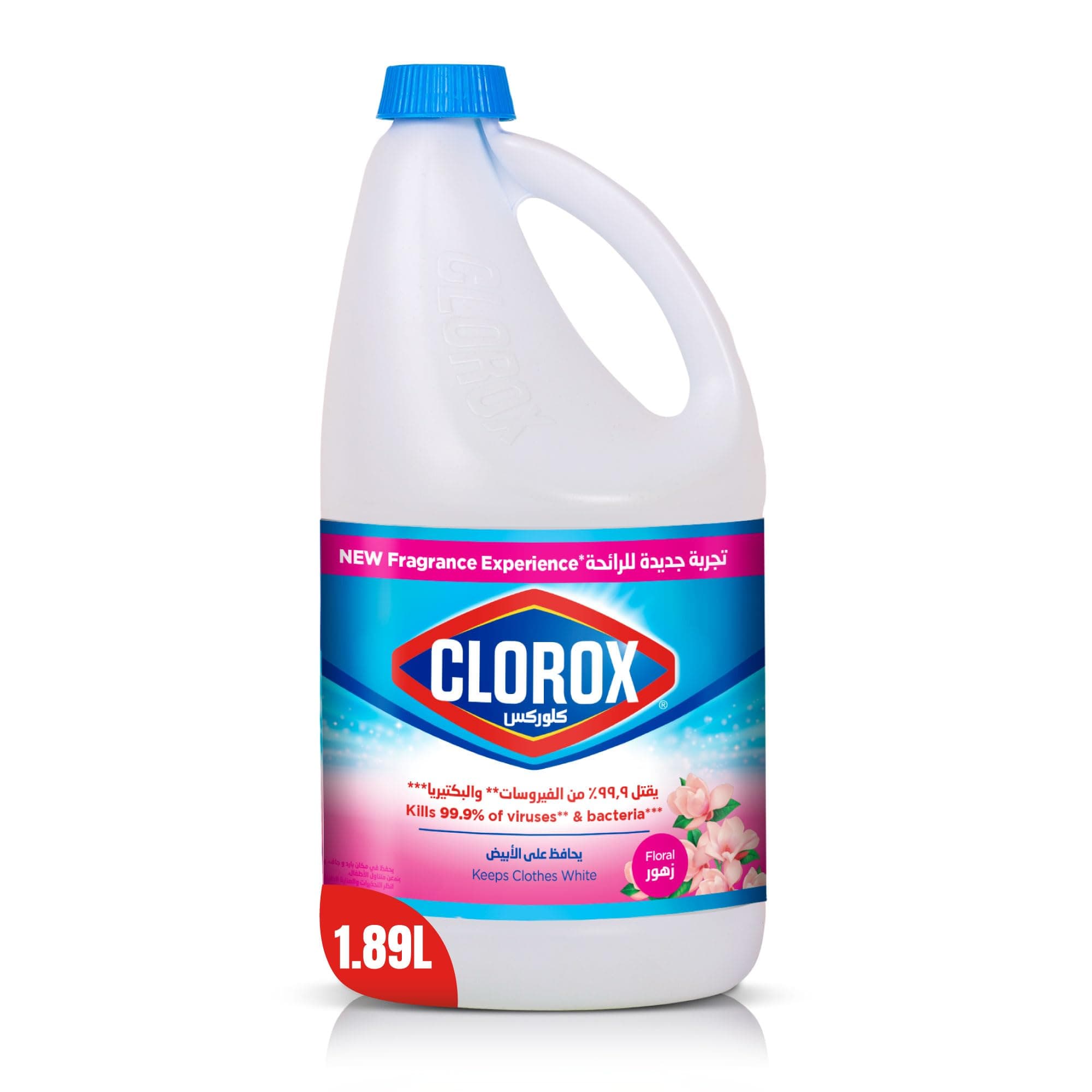 Clorox Liquid Bleach 1.89L, Floral Scent New Fragrance Experience, Kills 99.9% of Viruses and Bacteria, Cleans and Disinfects