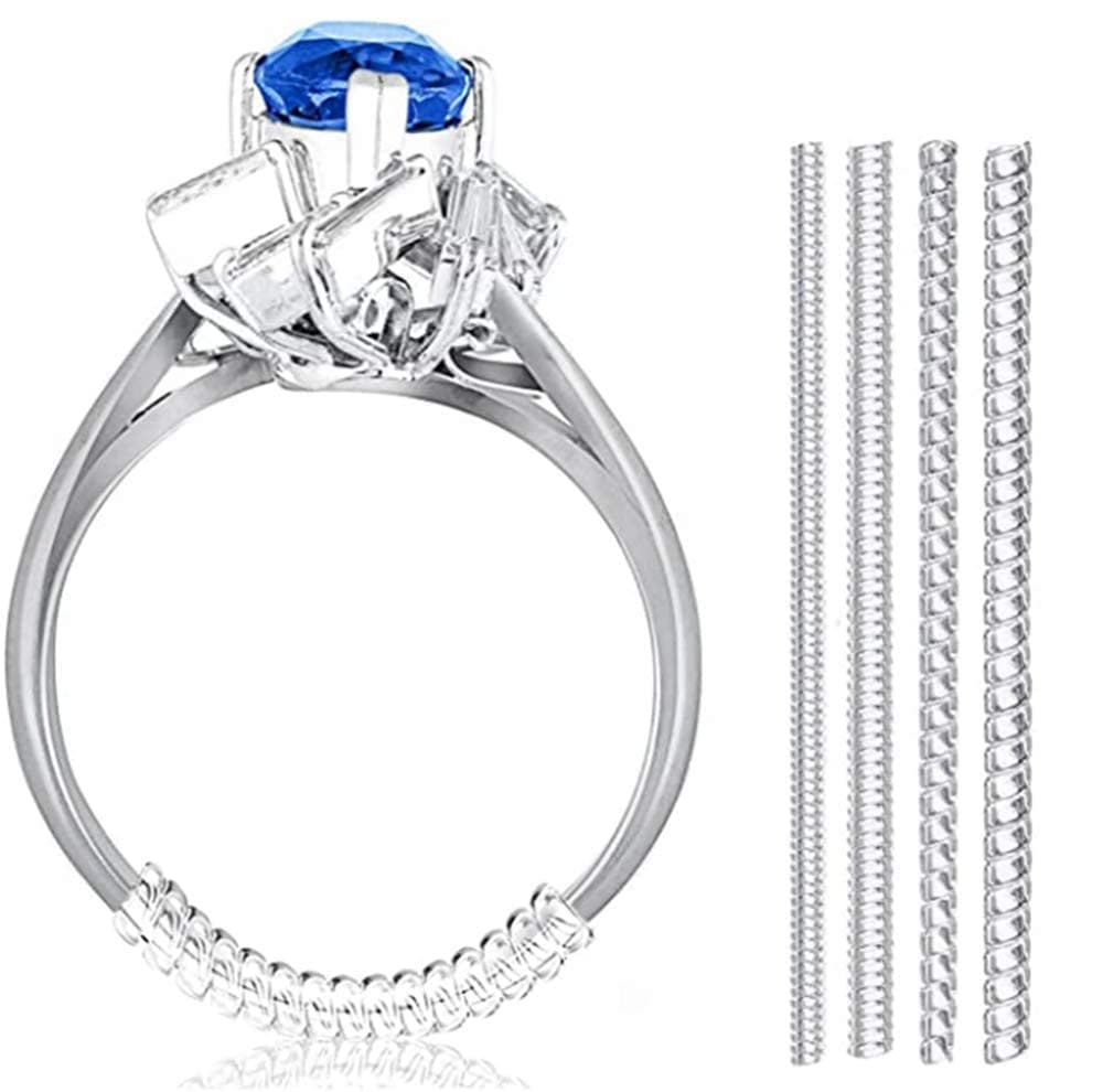 Offer max Clear Spiral Silicone Ring with Size Adjuster for Loose Rings, for Men and Women (4 Sizes)- Set of 12