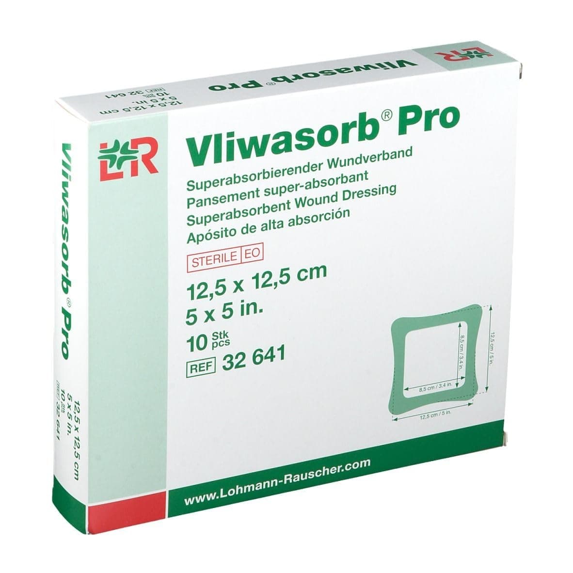 Kaxilu Vliwasorb Pro 12.5cm x 12.5cm Super-Absorbent Wound Dressing 32641 (x10)