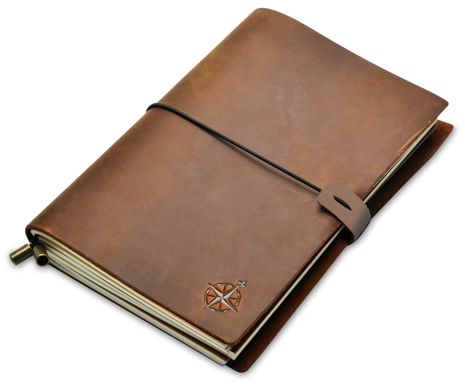 A5 Travelers Notebook/Handcrafted Genuine Leather Journal - 6"x8.5"/15cmx22cm. This Refillable Travel Journal is Rugged Enough to Capture All Life's Adventures. 120 GSM Blank Inserts