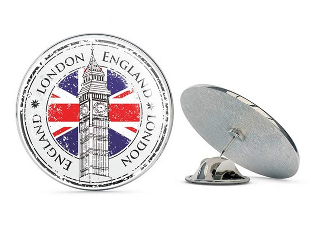 London England UK Round Metal 0.75" Lapel Pin Hat Shirt Pin Tie Tack Pinback