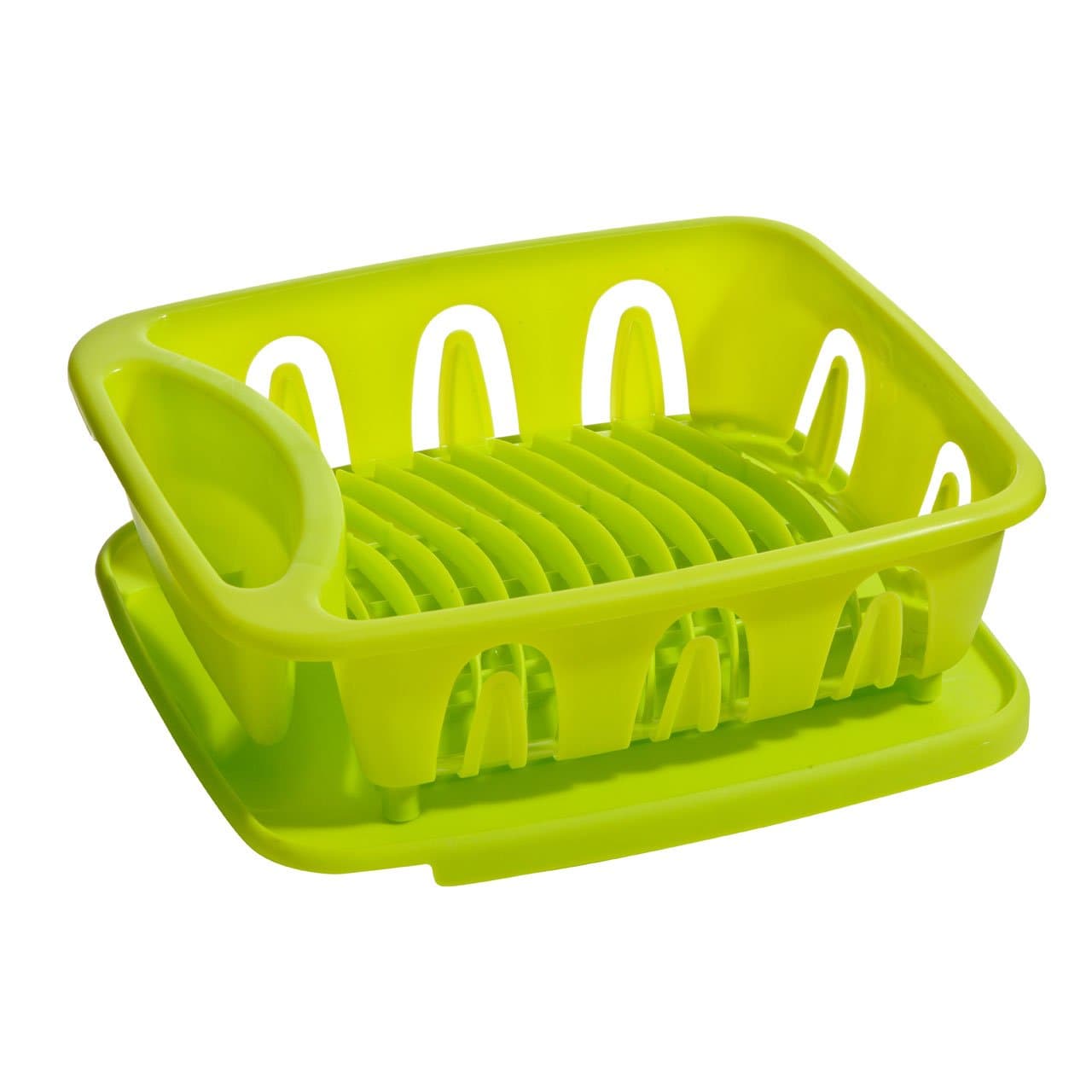 Fabulous Dish Drainer Made Of Lime Green Plastic With Removable Tray