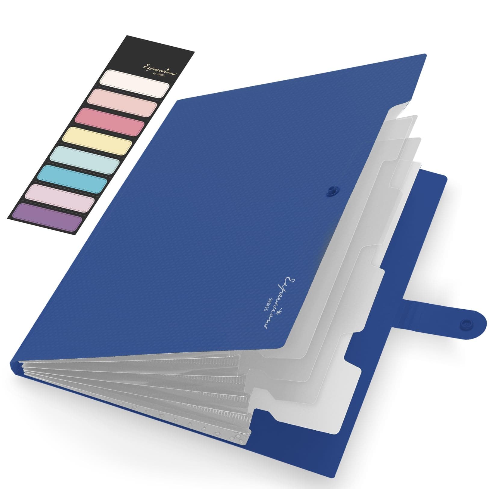 Sooez Accordion File Organizer, Letter Size Expanding File Folder with Labels, 5 Pocket Folders for Document, Portable Paper Bill Receipt Organizer for Home School Office Supplies, A4 Size, Navy Blue