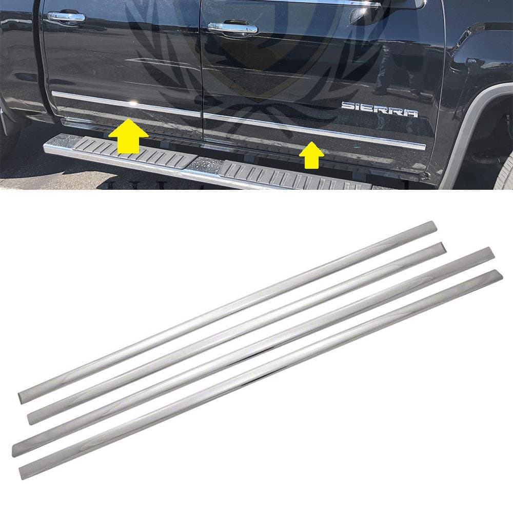 Quality Accessories Triple Chrome Plated Side Molding Belt Trims for Chevrolet Silverado+GMC Sierra