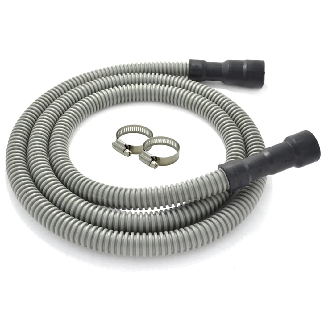 TTFLEX Dishwasher Drain Hose 6 FT, Flexible Discharge Dishwasher Hose with Stainless Steel Clamps, Trim to Fit 11/16", 1", or 1-1/8" Dishwasher End, Fit 5/8", 3/4", or 1" Garbage Disposal/Sink End