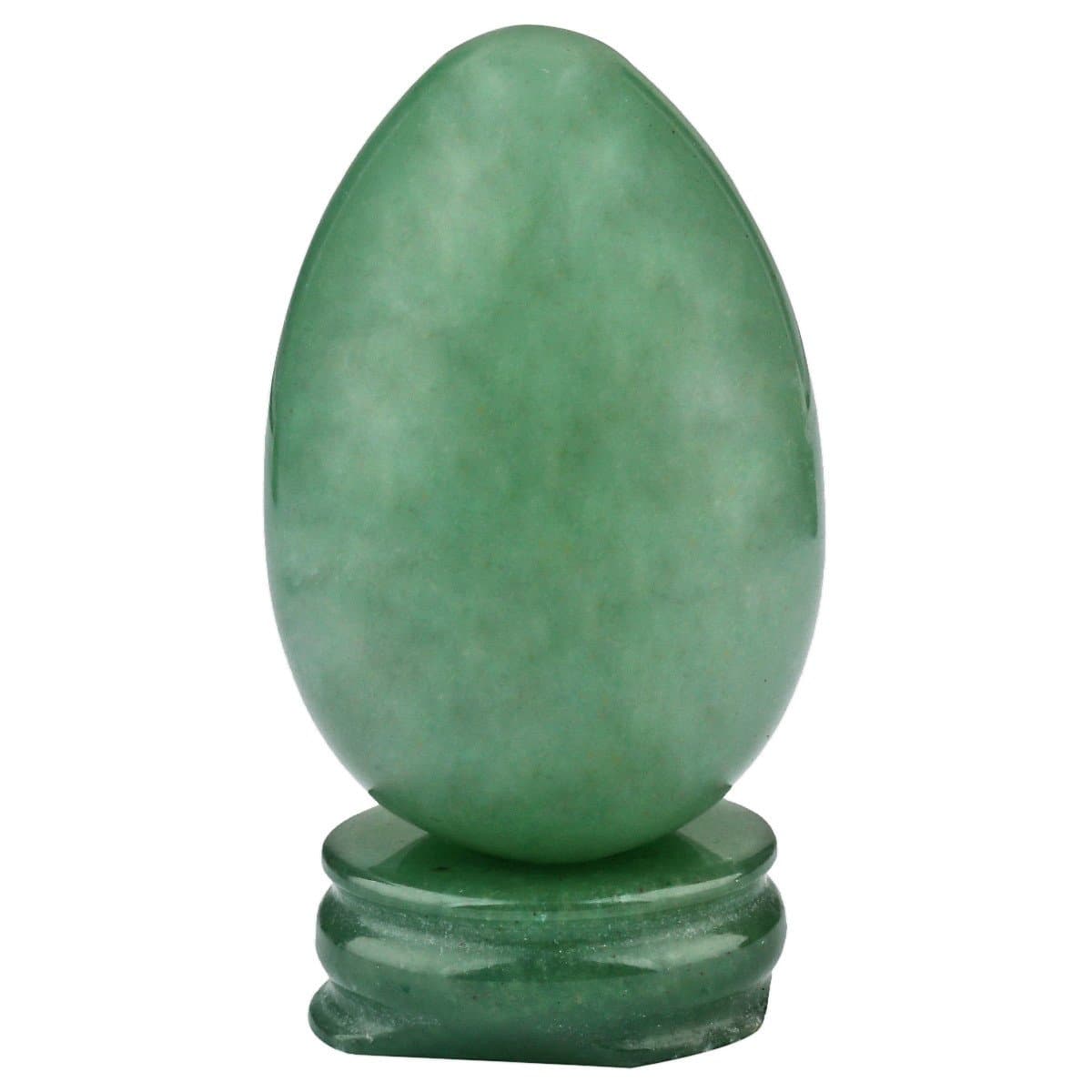 Green Aventurine Carved Eggs with Stand, Healing Crystal Meditation Chakra Balancing Reiki Crafts Home Decoration