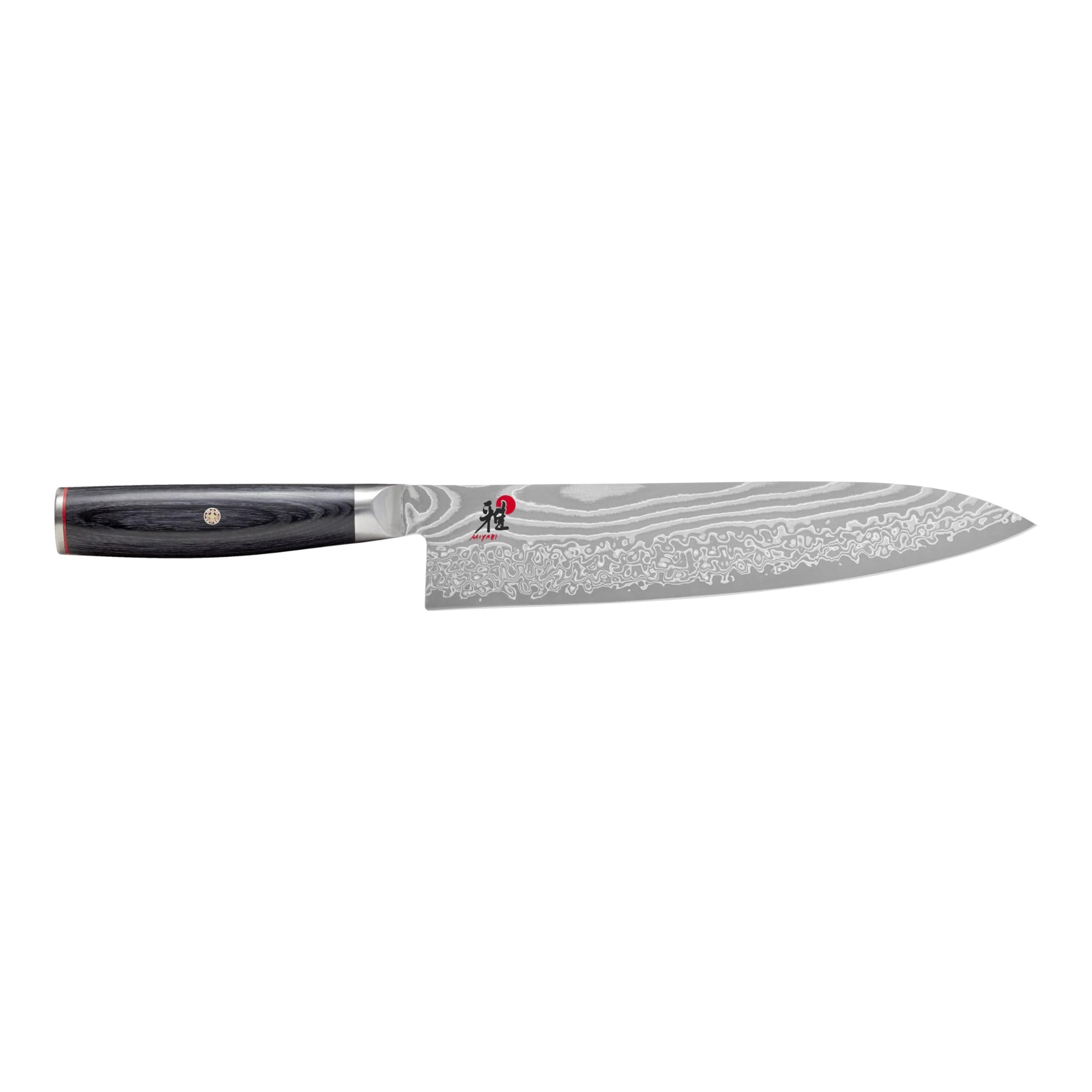 Miyabi Kaizen II Japanese 9.5-inch Chef's Knife, Large Blade Chef's Kitchen Knife, Black Pakkawood Handle, 48-Layer Flower Damascus Pattern, Handcrafted in Seki, Japan