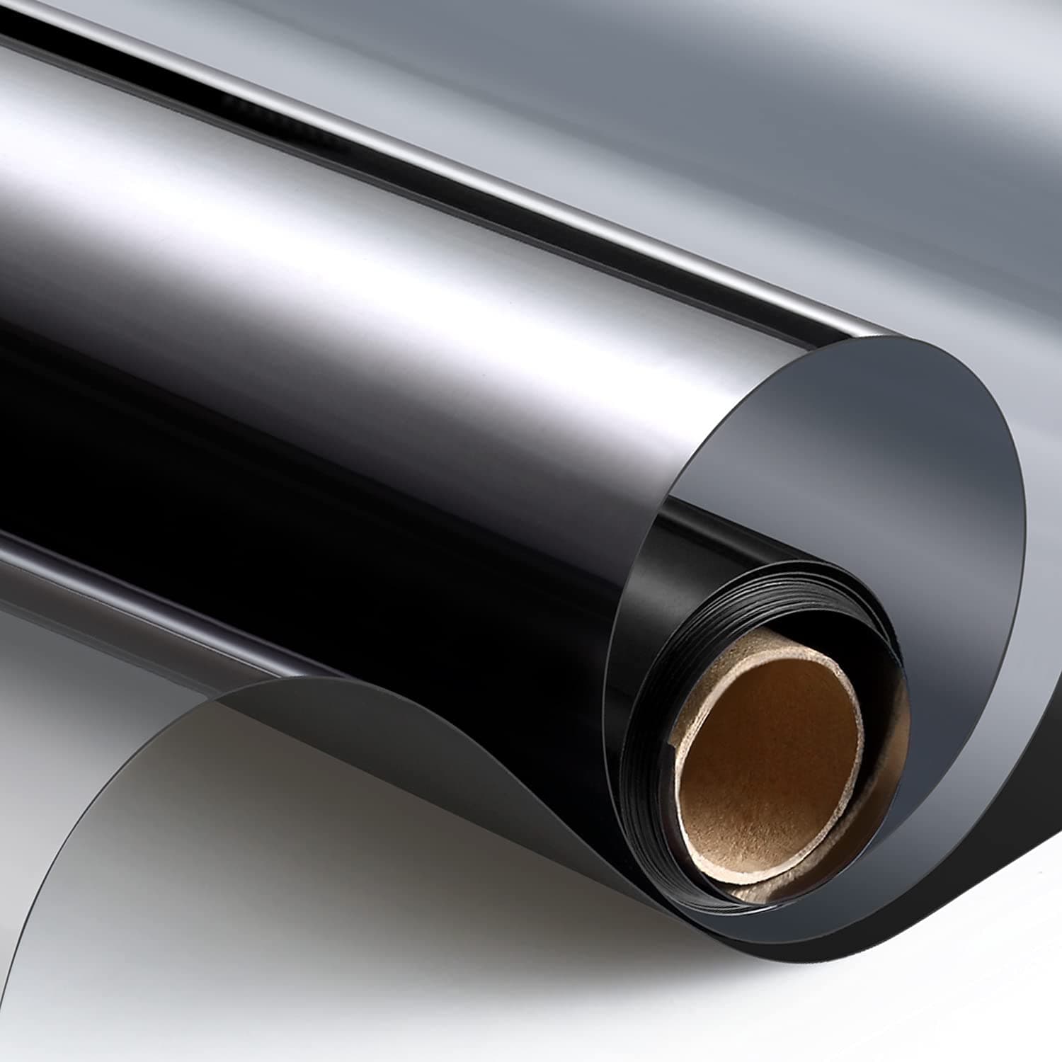 Window Tint for Home, One Way Daytime Privacy Window Film Heat Control Sun Blocking, Anti UV Non-Adhesive Static Cling Reflective Mirror Glass Film for Home Office, Black Silver, 17.5 Inch x 6.5 Feet