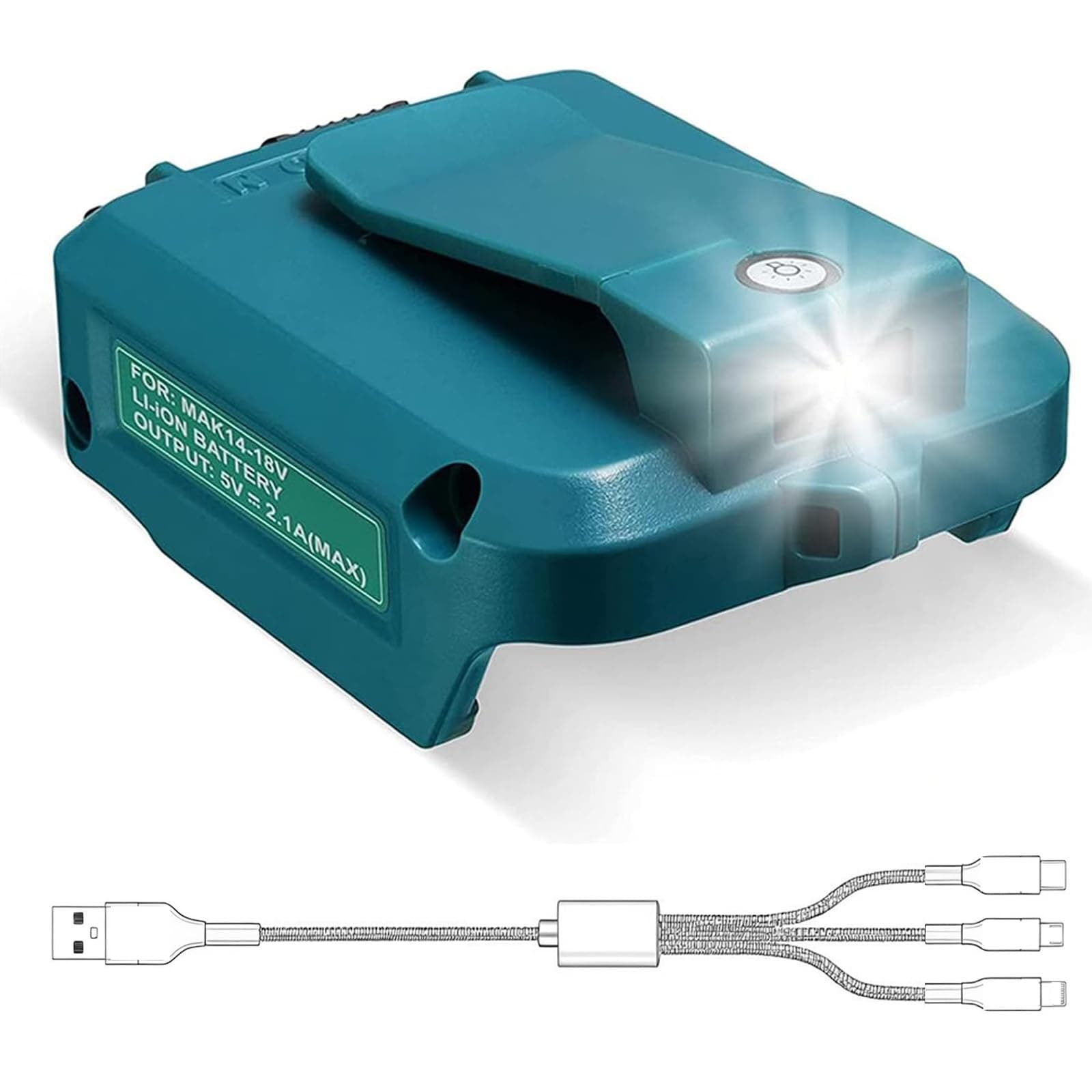 14-18V ADP05 Power Source 2 USB Ports Charger with 3-in-1 USB Cable for Makita LXT Series Rechargeable Lithium ion Battery Adapter