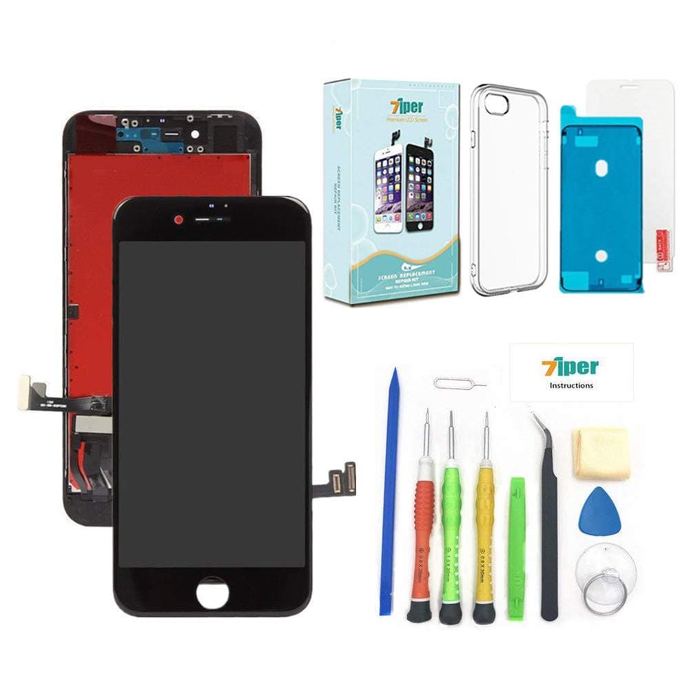 7iper Screen Replacement for iPhone 8 Plus (5.5 inch) - 3D Touch LCD Complete Repair Kits -LCD Touch Digitizer Display Glass Replacement -Free Cover,Tempered Glass, Tools, Instruction (Black)
