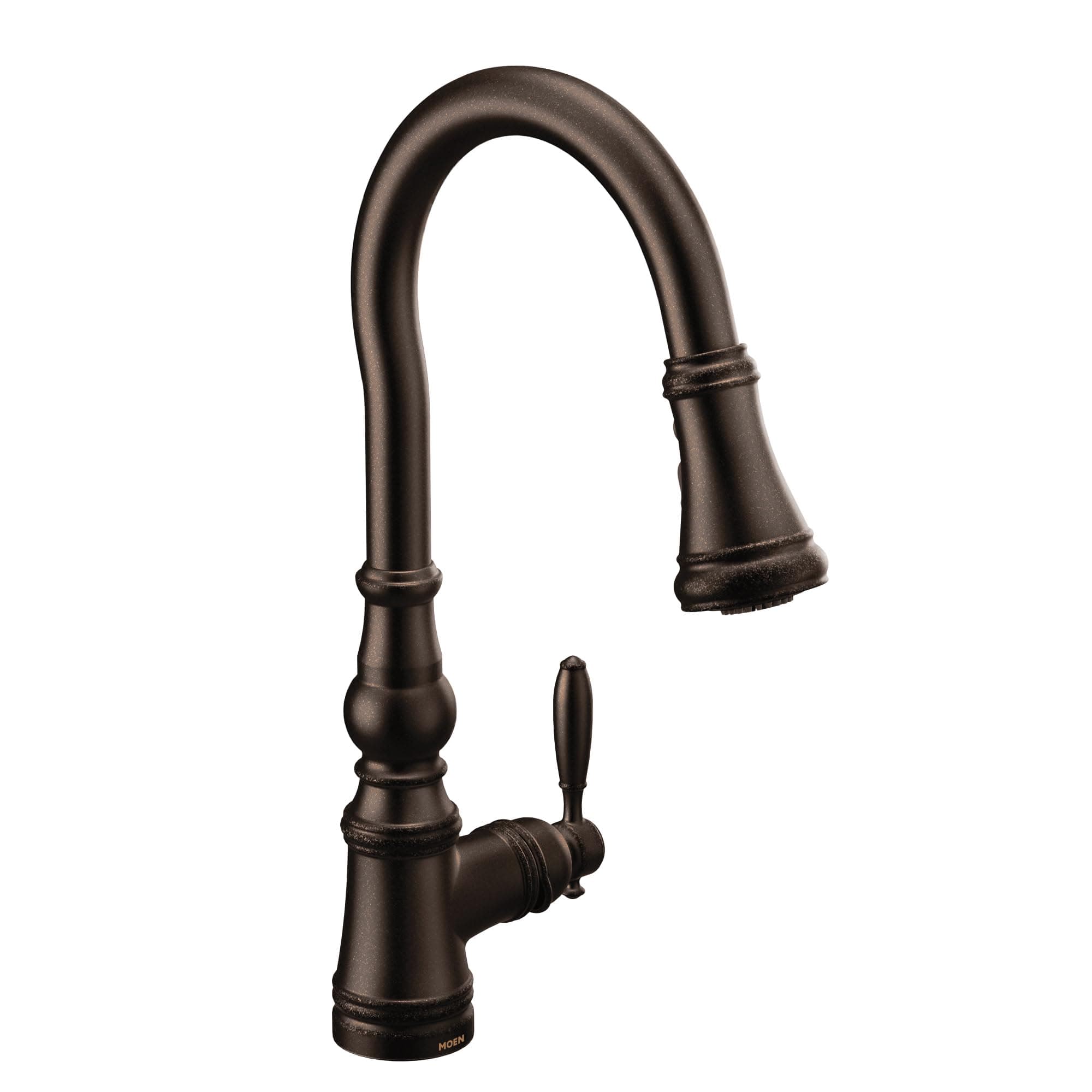 Weymouth Oil Rubbed Bronze Pulldown Kitchen Faucet Featuring Power Boost, Traditional Shepherd's Hook Kitchen Faucet, One-Handle Easy Installation, S73004ORB