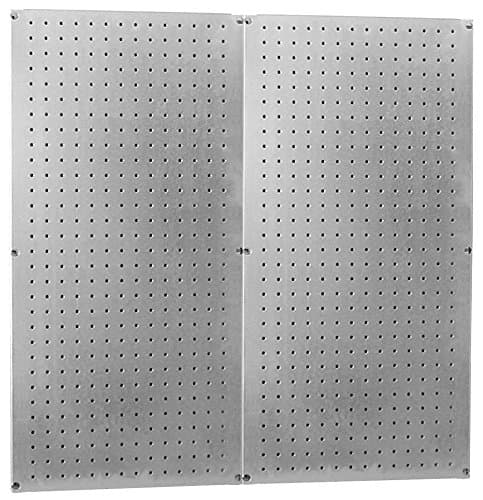 Heavy Duty Pegboard Round Hole Only Galvanized Steel Metal Peg Board Set - 32in x 32in Total Peg-Board Coverage