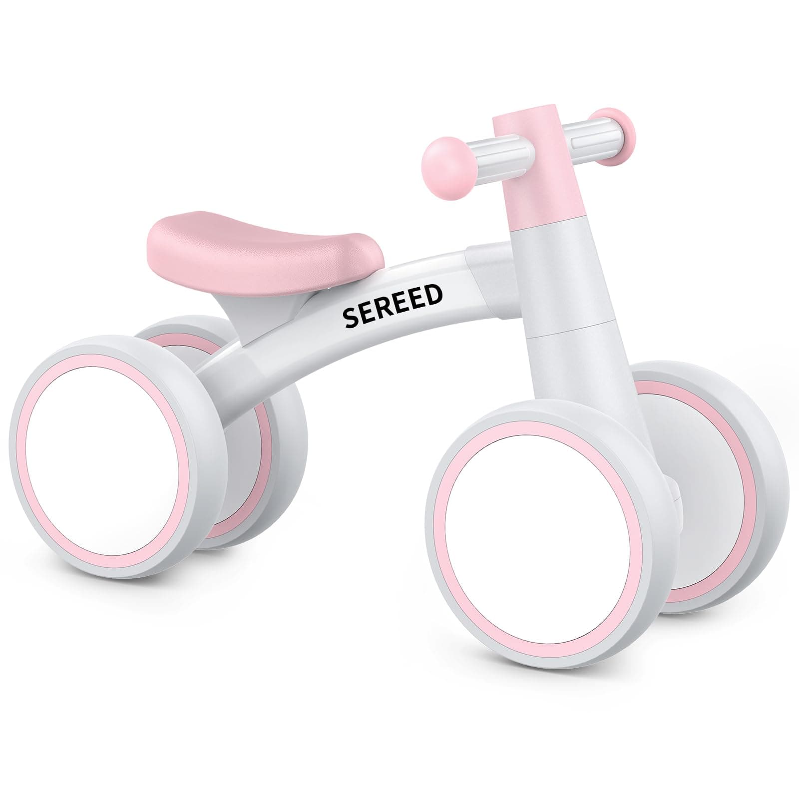 SEREED Baby Balance Bike 1 Year Old Boys Girls 12-24 Months Toddler Balance Bike 4 Wheels Toddler Fast Bike First Birthday Gift