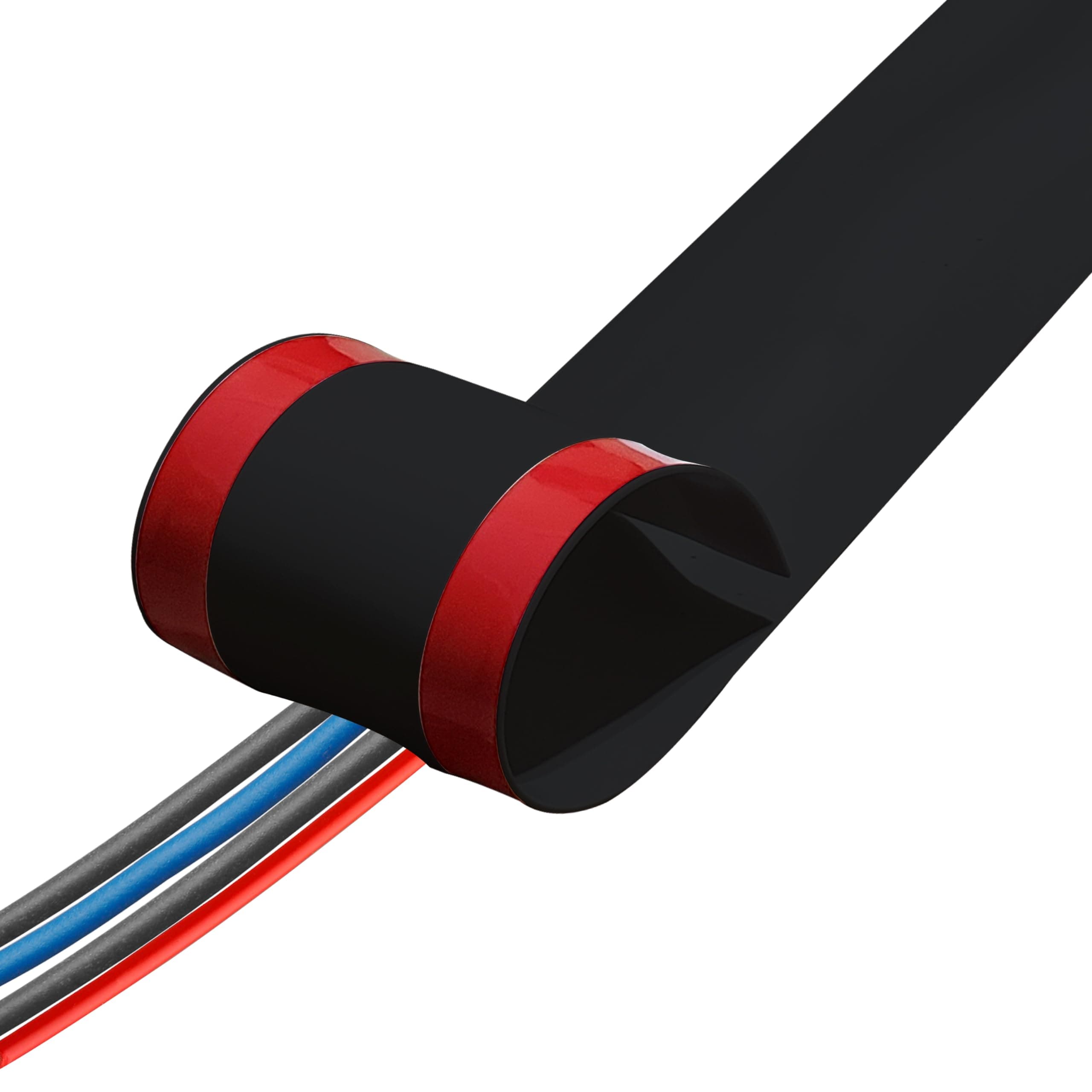 Rubber Bond Cord Covers for Wires on Floor - 6"x48" Self-Adhesive Rubber Cable Hider Floor Strips - Cable Management Wire Covers for Floor - Low Profile Cord Hider and Protector - Black Cable Covers