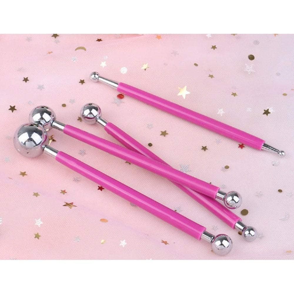 Stainless Steel Double Sided 4X Fondant Cake Flower Decorating Clay Sugarcraft Ball Modelling Cutter DIY Tool - Multicolor