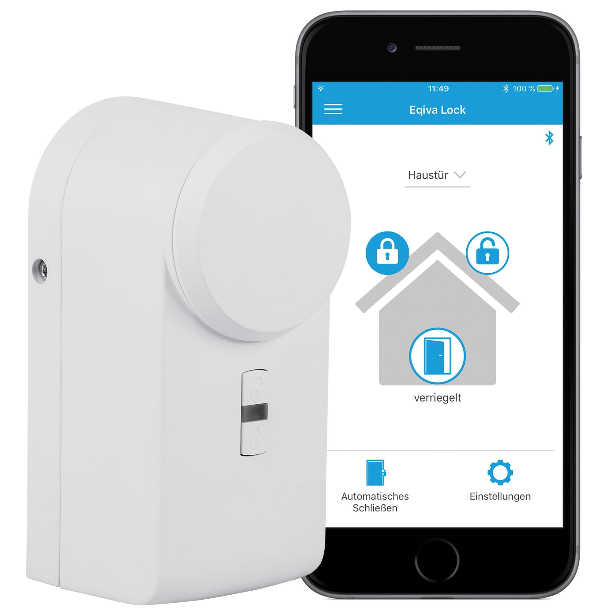 Bluetooth smart door lock drive, white, 142950A0, 5.6 x 5.2 x 11.4 cm