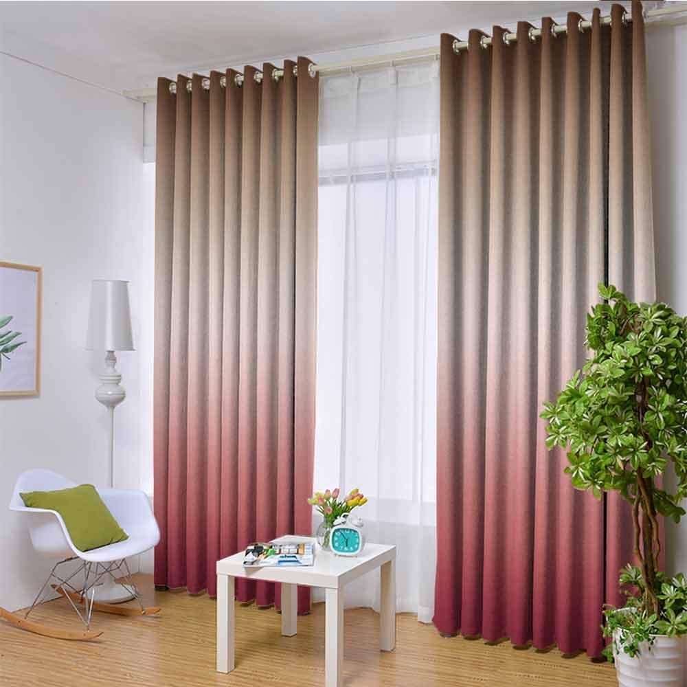 Ombre Art Blackout curtains - gasket insulation Home Decorations LColorful Design Brown Pink Red Blackout curtains for the living room W96 x 108 Inch