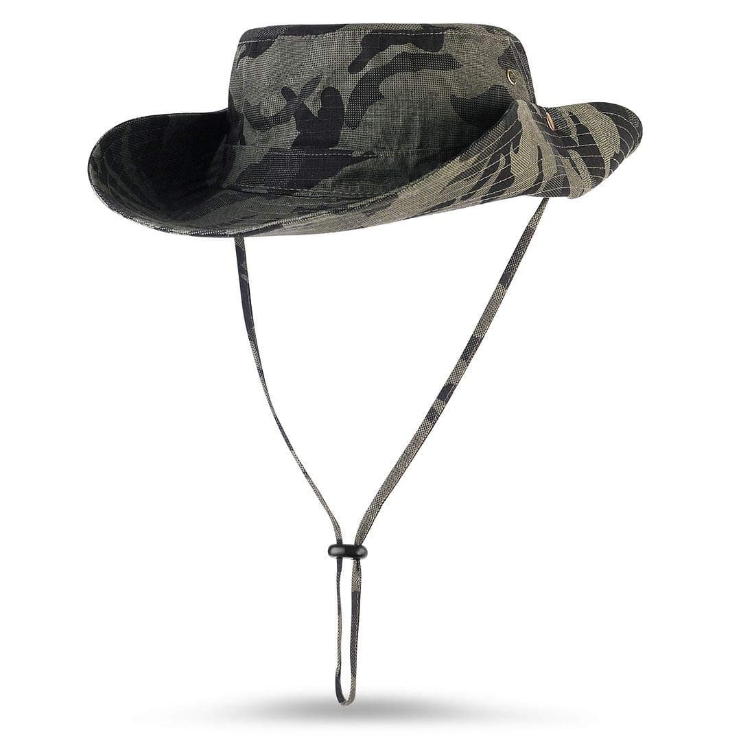 Mamilafe Camouflage Boonie Hats Sun Protection with Snaps for Men Women Fishing Hunting Safari Hiking, Army Green