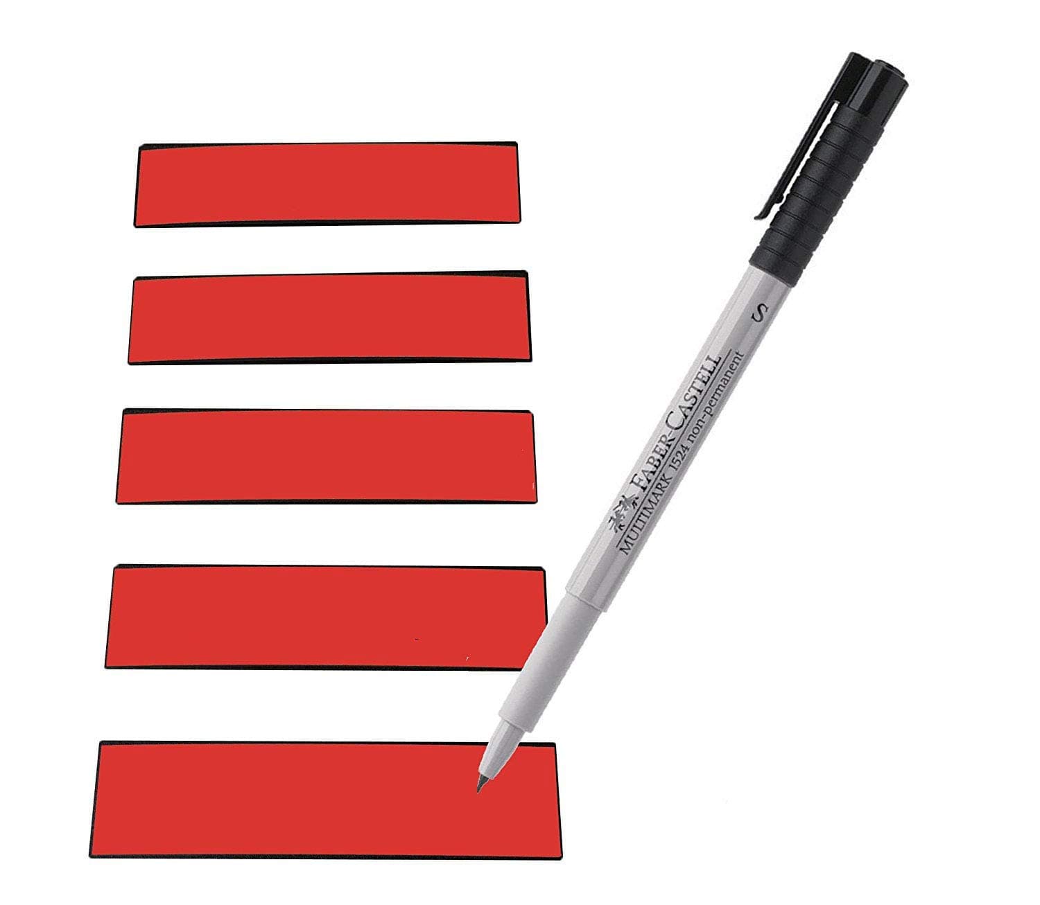 25 writable magnetic strips incl. Pen, red 100x30mm