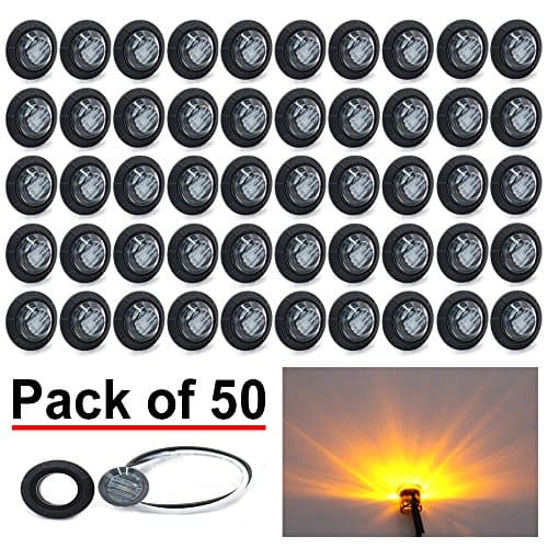 (Pack of 50) Madcatz Amber Light (Smoked Lens) 3/4" inch Bullet Side Led Marker Trailer lights Clearance Indicator 12V DC