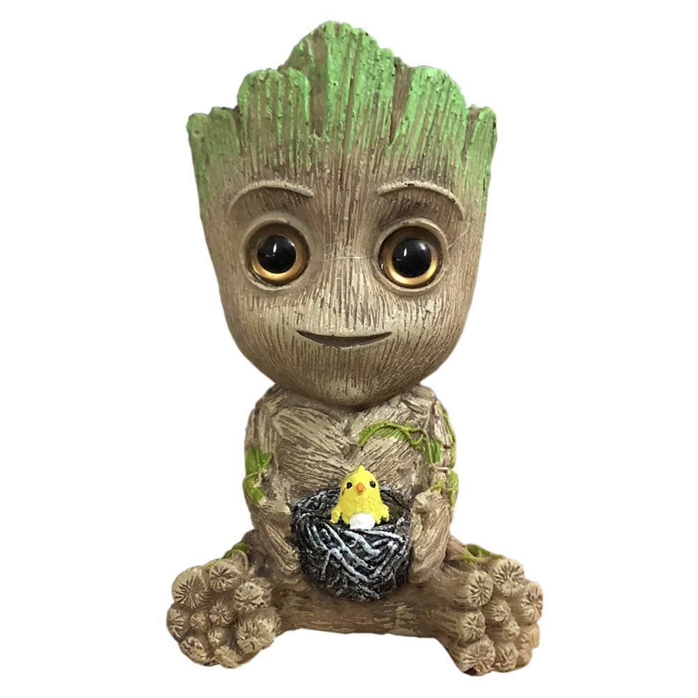 SLOCME Aquarium Air Bubbler Decorations - Resin Groot Crafts for Fish Tank Decor with Air Bubbler Stone