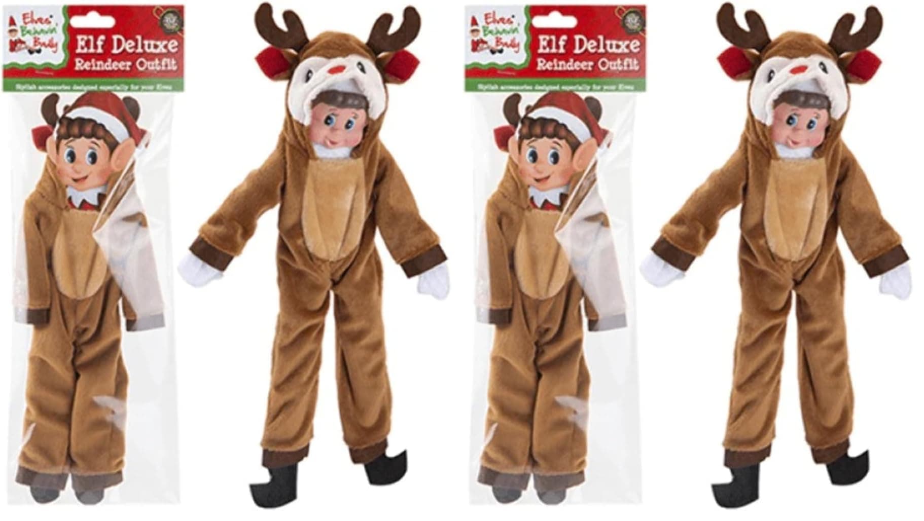 Elf Reindeer with Antlers Outfit | Pack of 1 | Brown | 12 cm x 45 cm x 35 cm