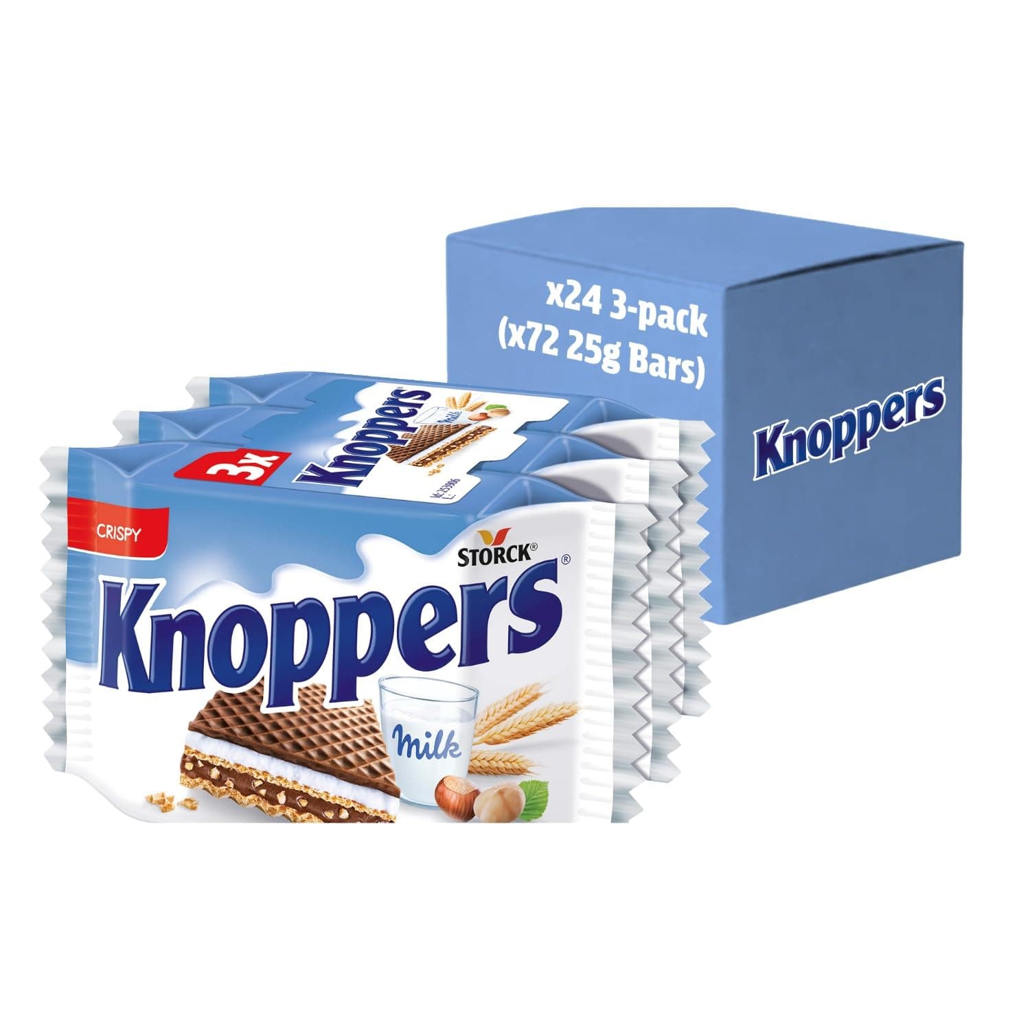 Chocolate Hazelnut Wafers Triple Pack, Family-Sized Treats with Extra Indulgence, 25 g Packs, 3 Boxes of 24 (Total 72 Wafers)