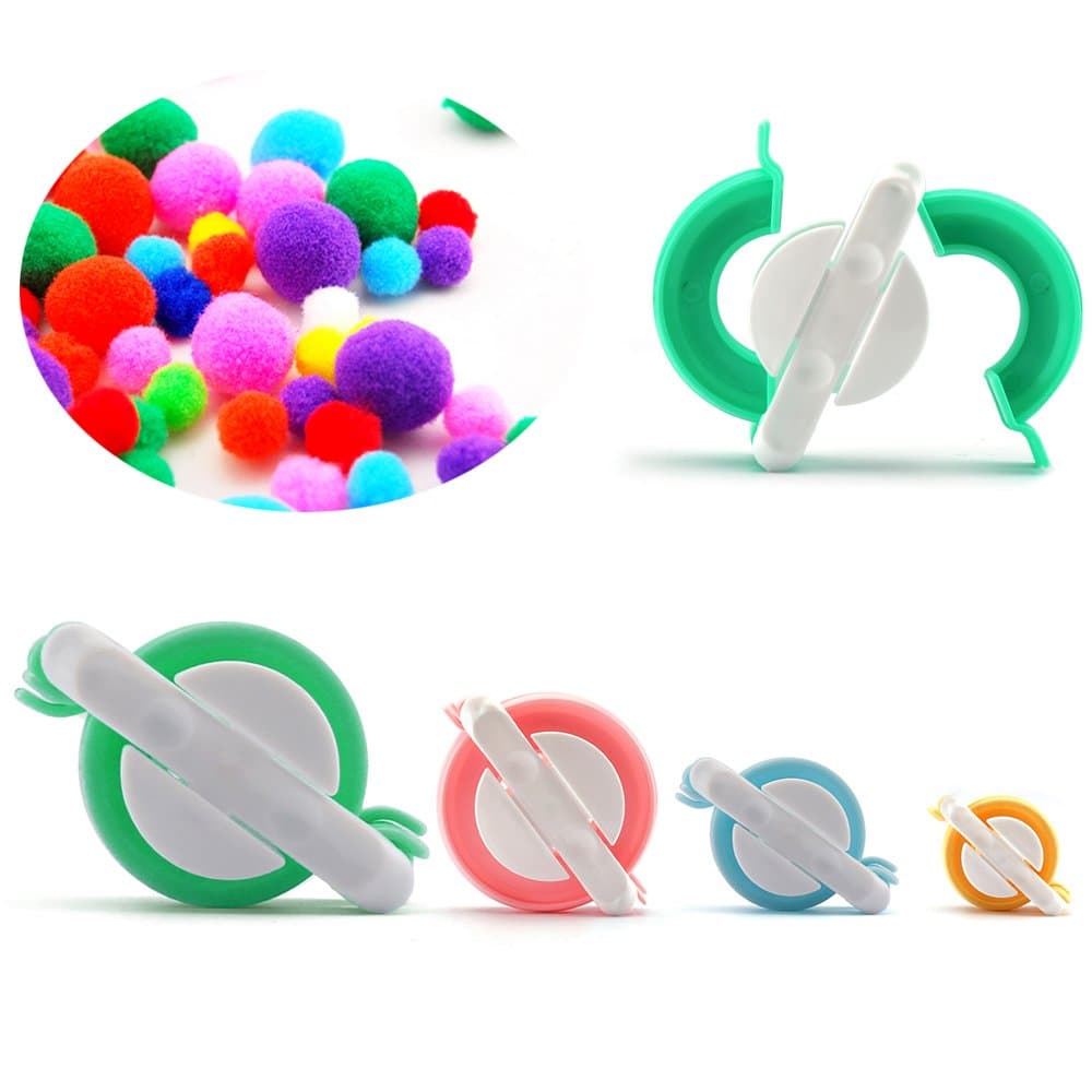Elifestore 4 Sizes of Pompom Maker For kids DIY knitting Craft Tool Fluff Ball Weaver Maker