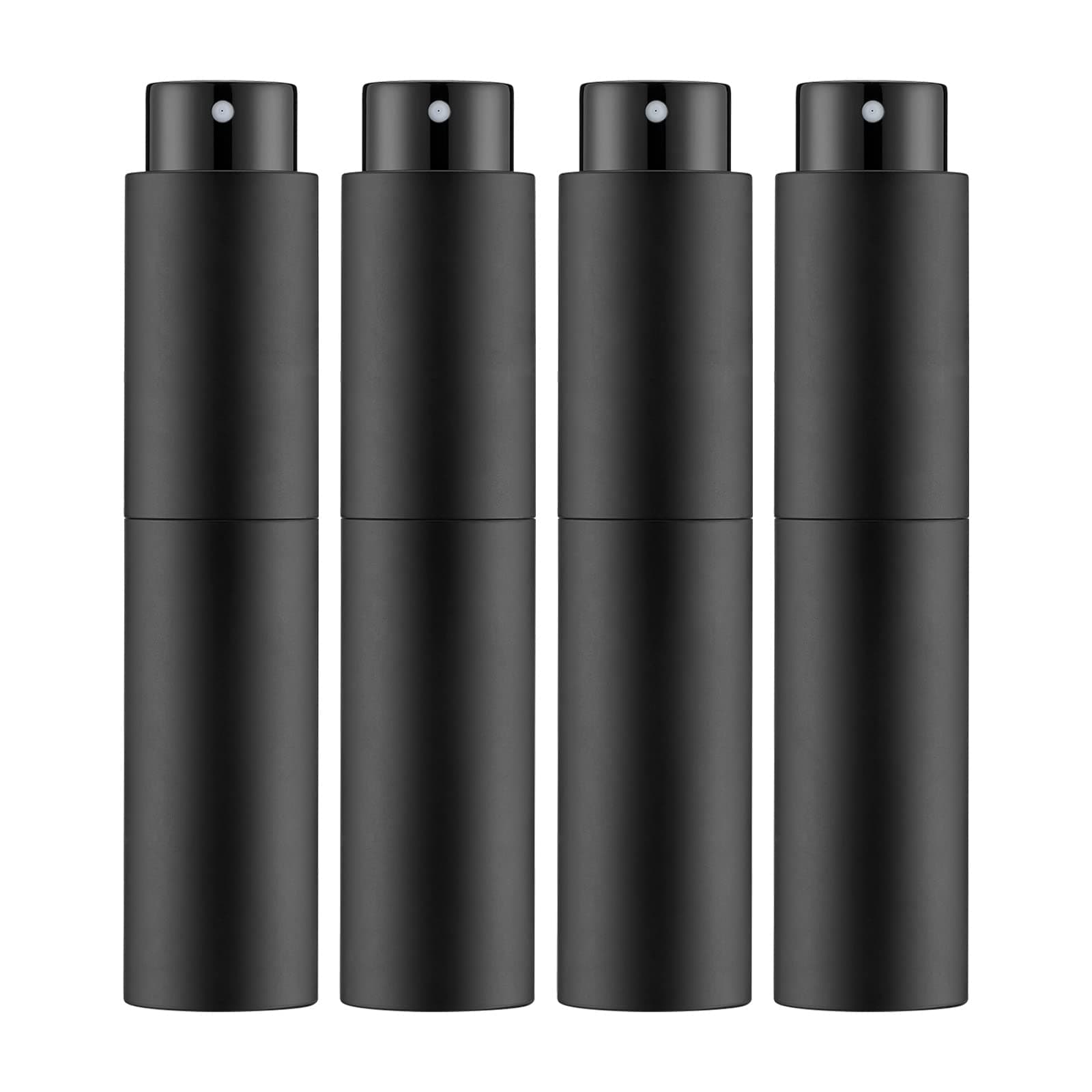 Tekson 4PCS 10ML Perfume Atomizer Travel, Refillable Cologne Containers, Dispenser Spray Empty Bottle for Mini Sprayer Size (Black