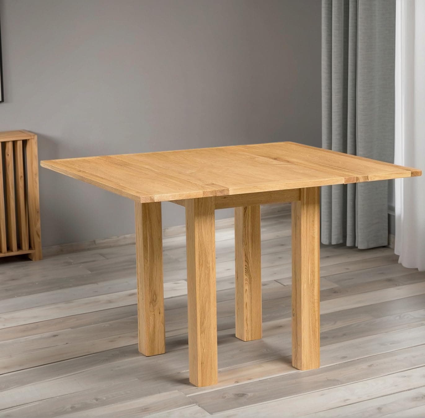 Hallowood Furniture Waverly Oak Folding Table, Light Oak Rectangular Solid Wood Dining Table with Extending or Folding Top, Perfect for Kitchen, Dining Room or Lounge