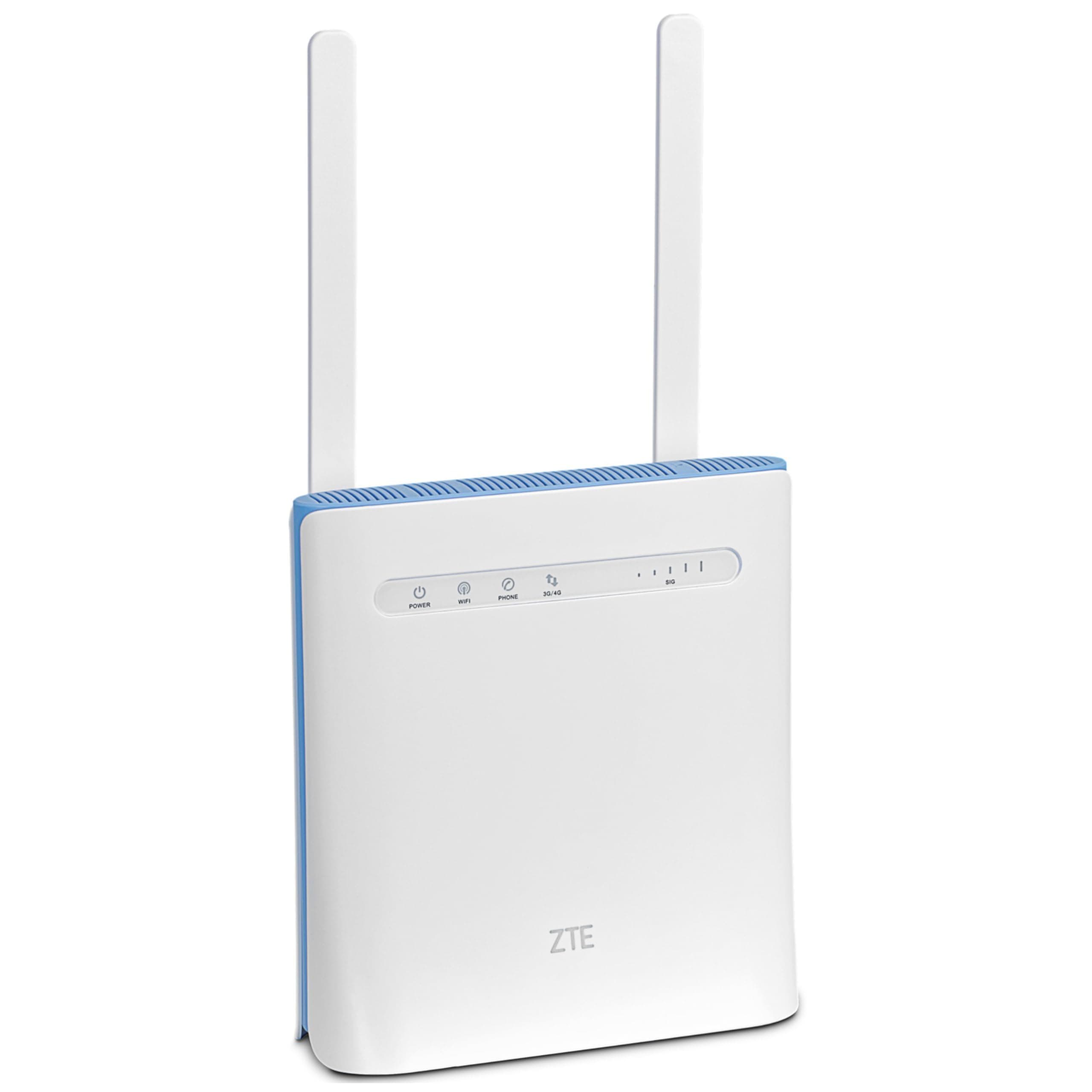 Unlocked ZTE MF286D CAT 12 600mbps 4G+/LTE Home/Office Router (White). 2 x RJ11 Tel Ports. 2 x External Antennas. Works with any Mobile Network Sim Worldwide. 2.4/5GHz Wi-Fi + Bridge Mode (Renewed)