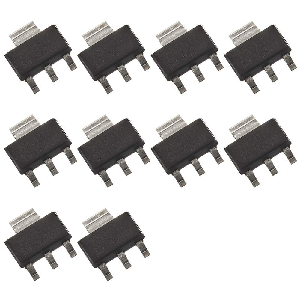 10pcs AMS1117-3.3 AMS1117-3.3V 1117 Forward Low Voltage Linear Regulator 3.3V 1A for Laptop Mobile Phone Battery Charger.
