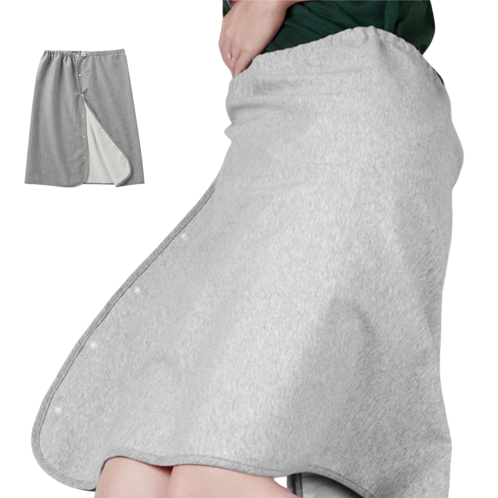 WEEOATAR Full Open Adult Diaper Skirt,Leakproof Incontinence Mattress,Reusable Uroclepsia Diaper,Incontinence Bed Pads with Snaps for Adults,Elderly,Children(Grey,L)