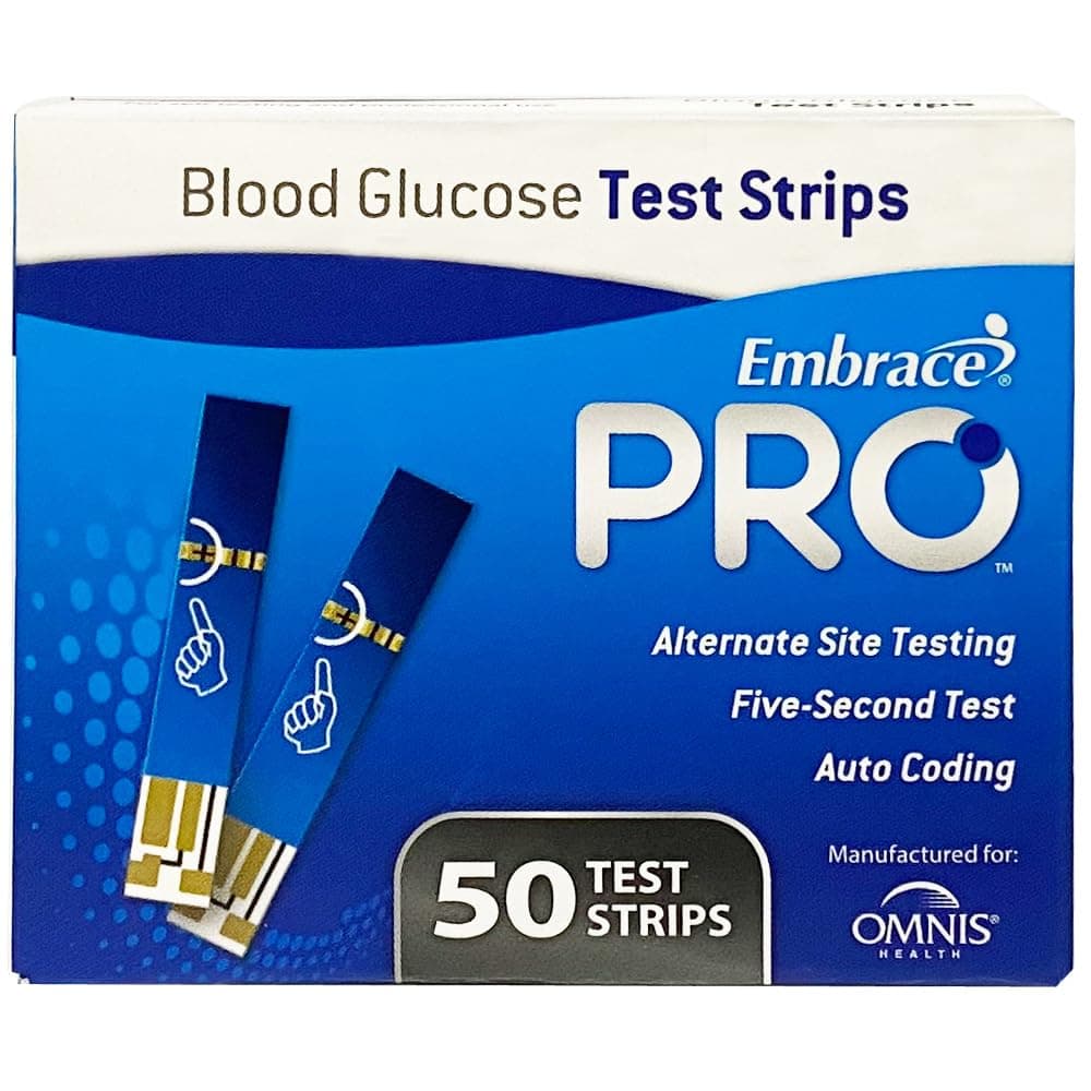 Blood Glucose Pro Test Strips 50ct | Compatible with Embrace PRO Meters