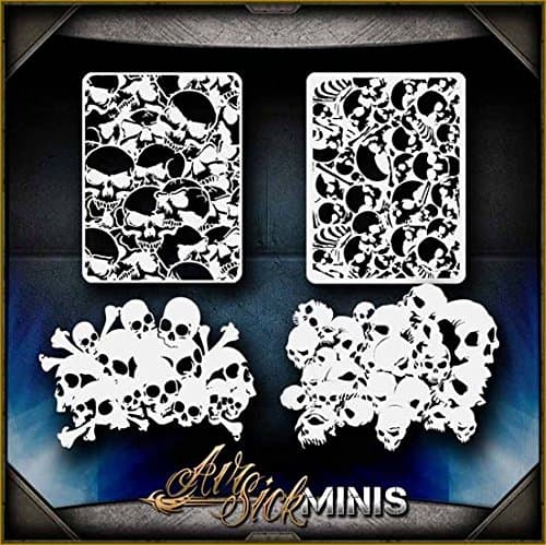 Mini Skull Background 1 AirSick Airbrush Stencil Art Template Design