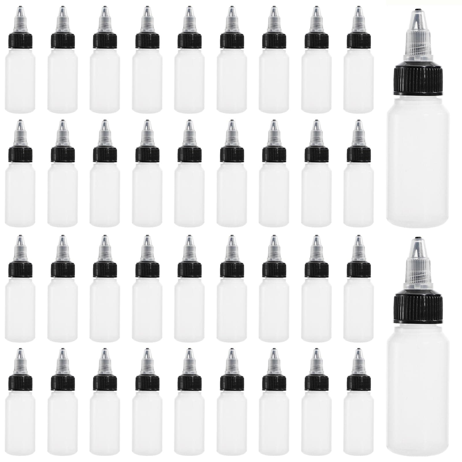 Bekith 30 Pack Dispensing Bottles Boston LDPE Plastic Bottle Empty Squeezable Dropper Bottle with Twist Top Cap 1oz (30ml)