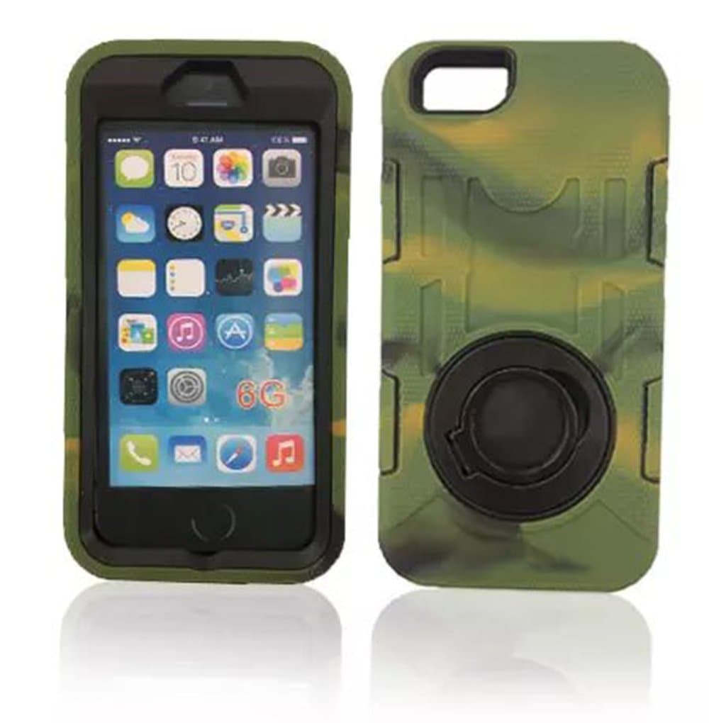 Keoko(TM) 3 Layers Military 360 Degrees Rotating Shockproof Heavy Duty Hard Shell Rugged Case Cover Skin With Ring Kickstand For iphone 6 4.7"(not For iphone 6 Plus)-A Built on Screen Included (Camo)