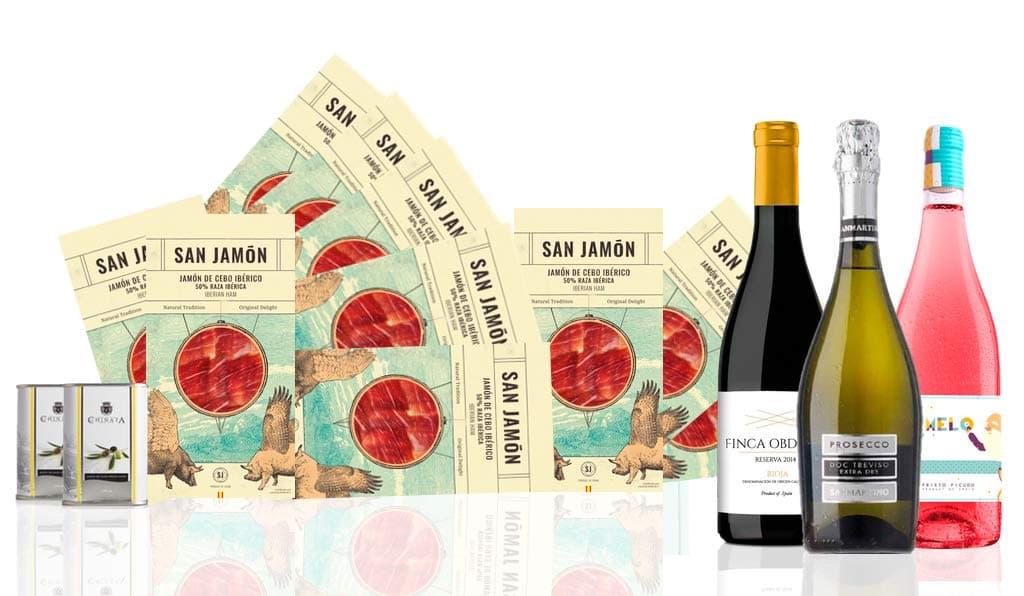 San Jamon Delight Hamper: Iberian Ham, Olive Oil and Spanish Wine
