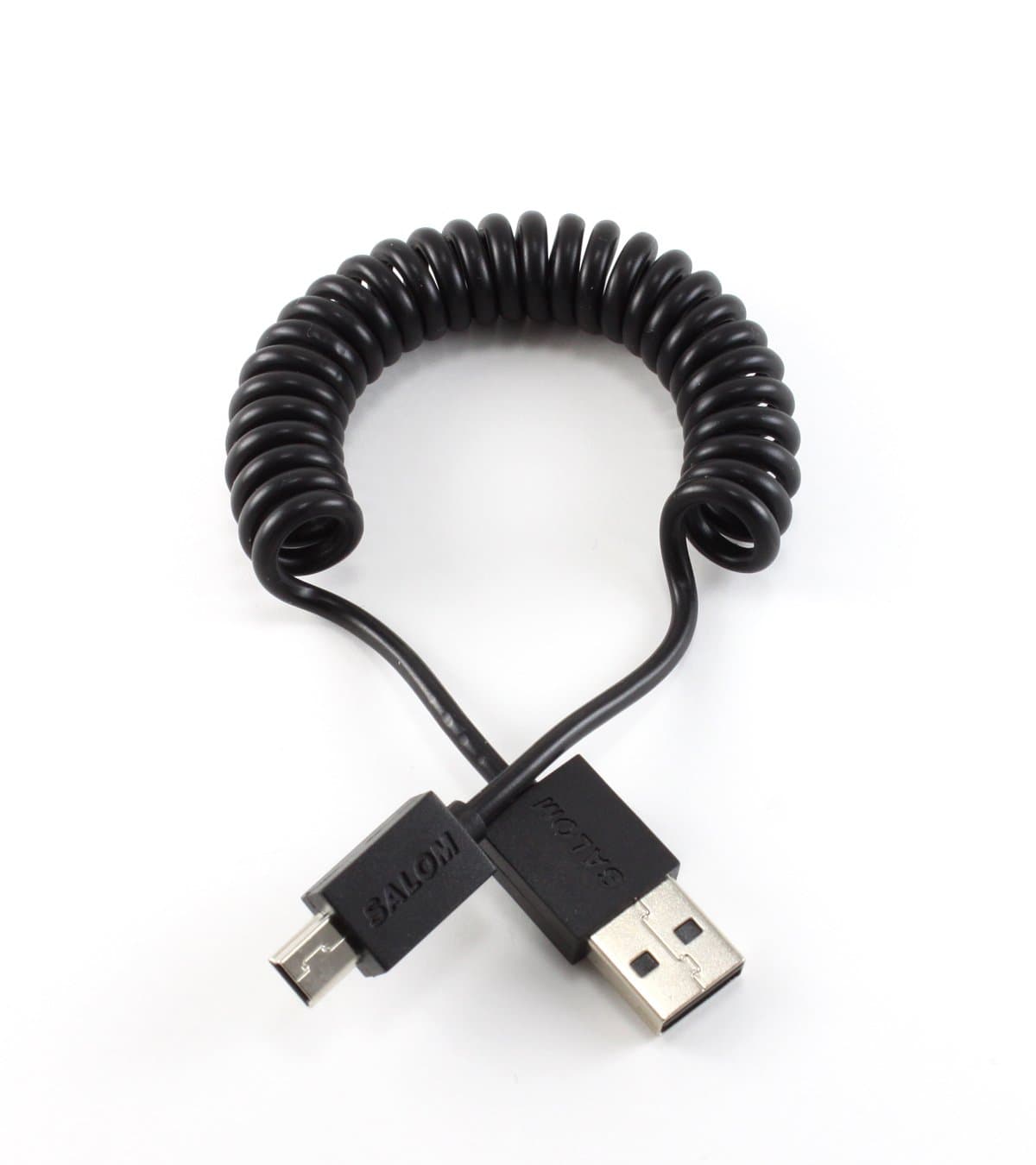 Salom Mini uCable -Coil USB data cable - Mini USB plug (black)