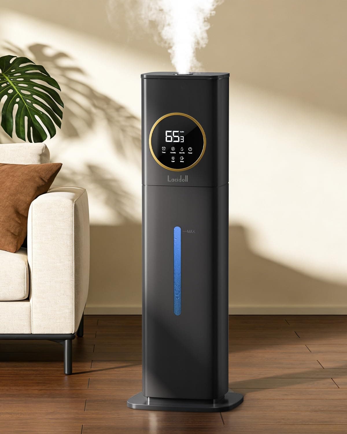 Humidifiers for Bedroom, 2.1Gal/8L Humidifier large room with Essential Oil Diffuser, Top Fill Whole House Cool Mist Humidifiers for Plants Baby Kids Adults(Black)