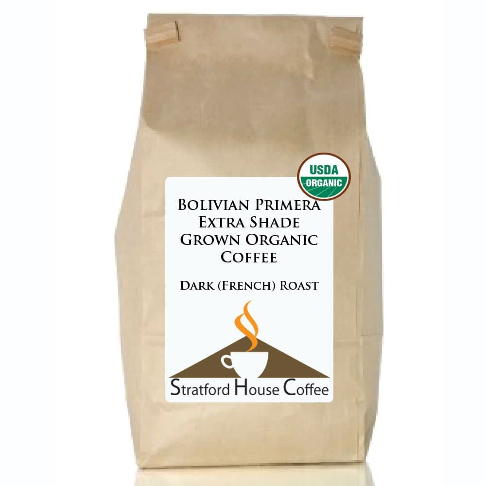Bolivian Primera Extra Shade Grown Organic Whole Bean Coffee 1 Lb., Dark (French) Roast