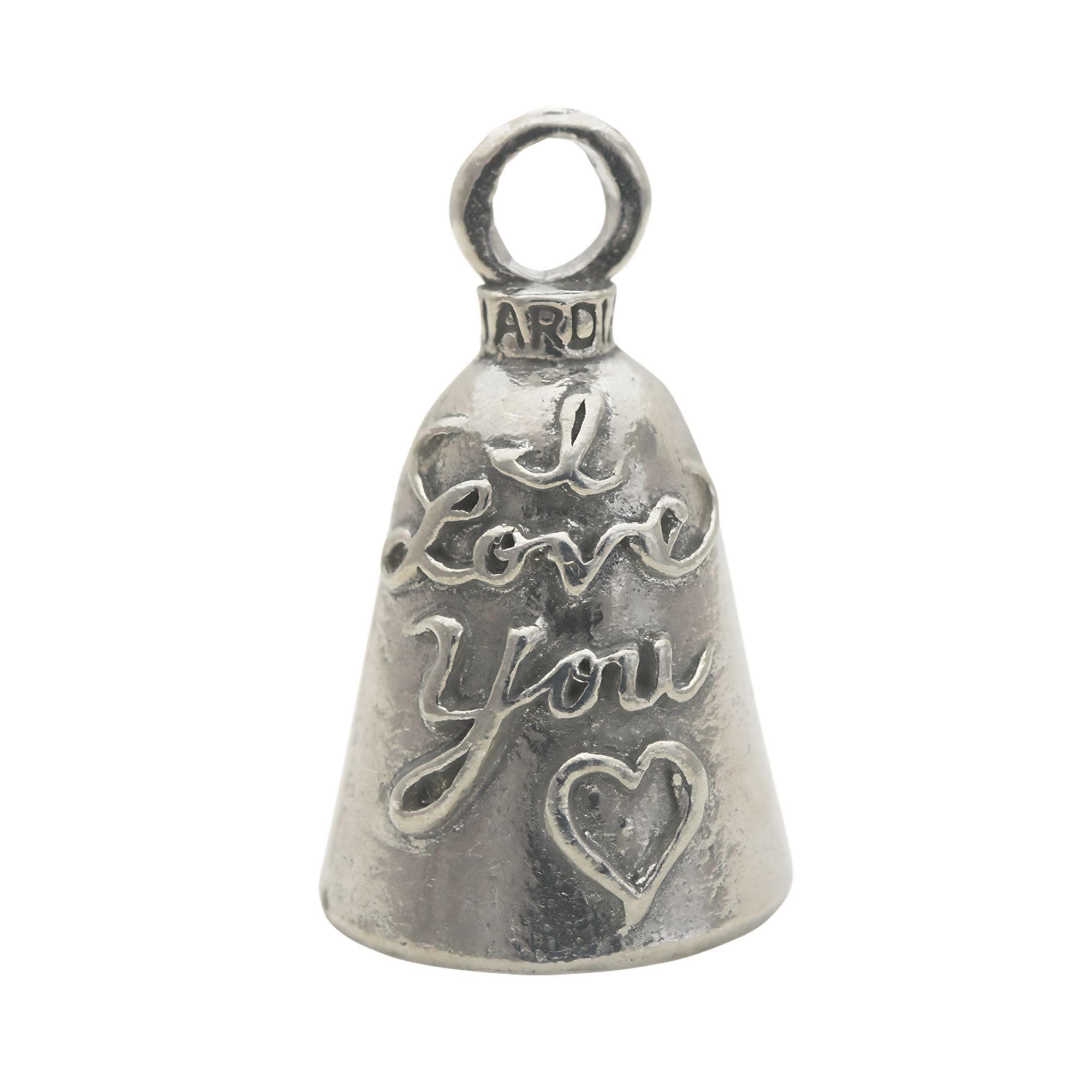 'Guardian Bell ''I Love You Good Luck Bell w/Keyring & Black Velvet Gift Bag | Motorcycle Bell | Lead-Free Pewter | Made in USA'